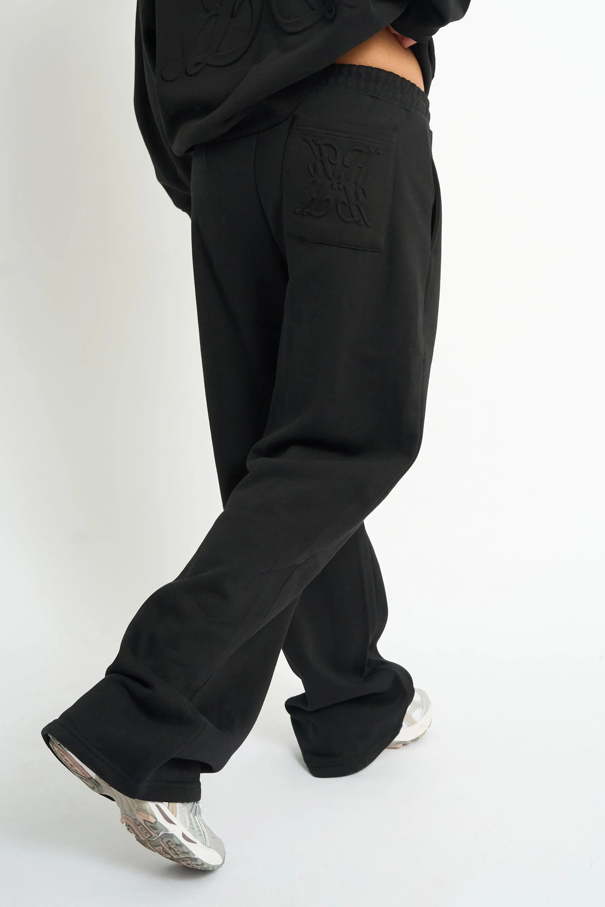 Kaiia Embossed Wide Leg Joggers Black sold by Kaiia the label product image thumbnail 2