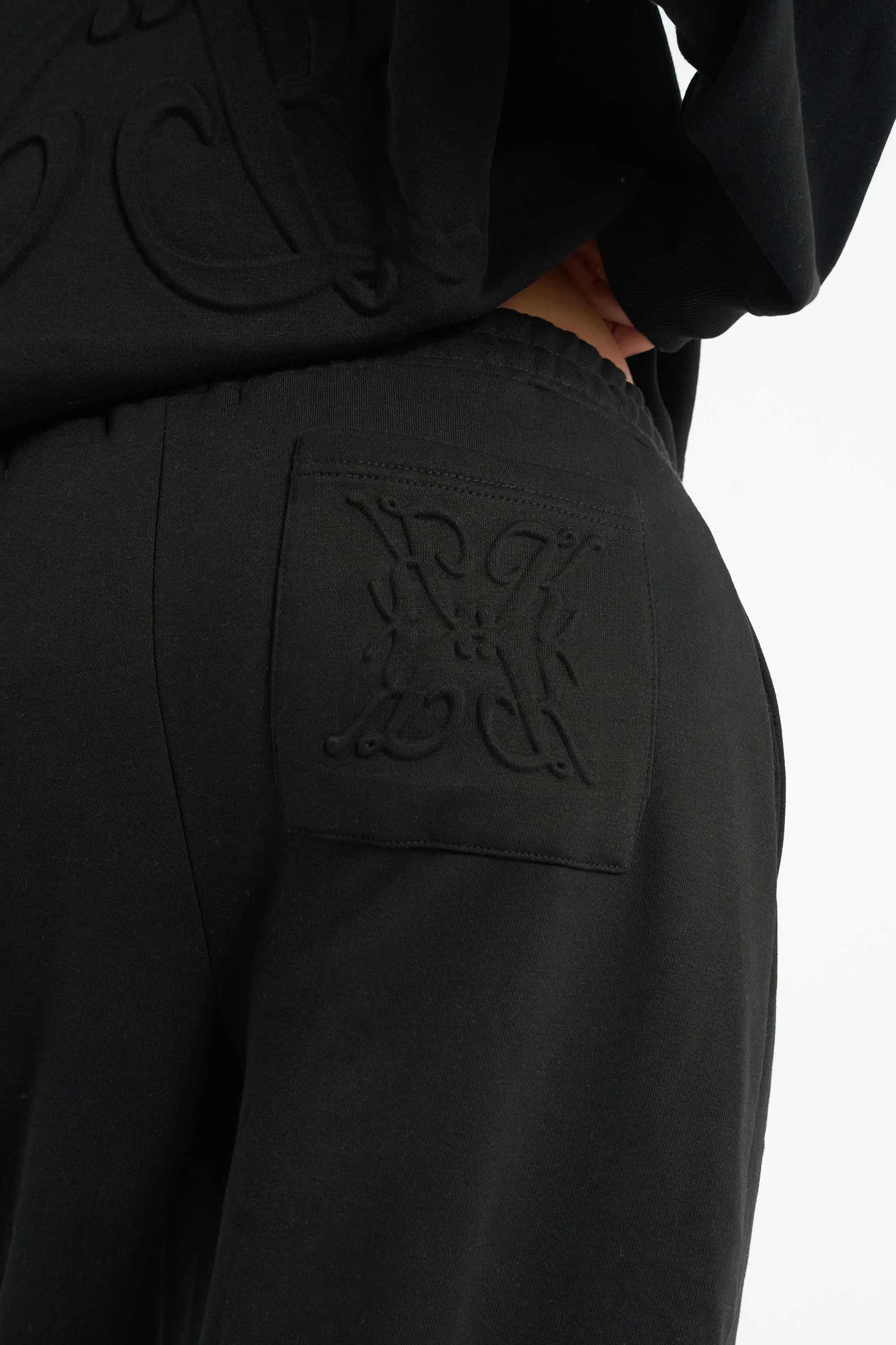 Kaiia Embossed Wide Leg Joggers Black sold by Kaiia the label product image thumbnail 4