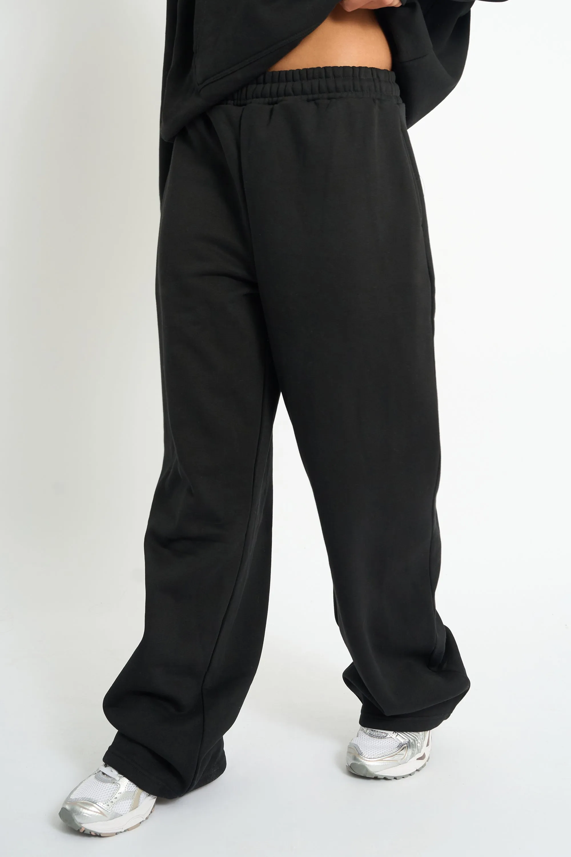 Kaiia Embossed Wide Leg Joggers Black sold by Kaiia the label product image thumbnail 3