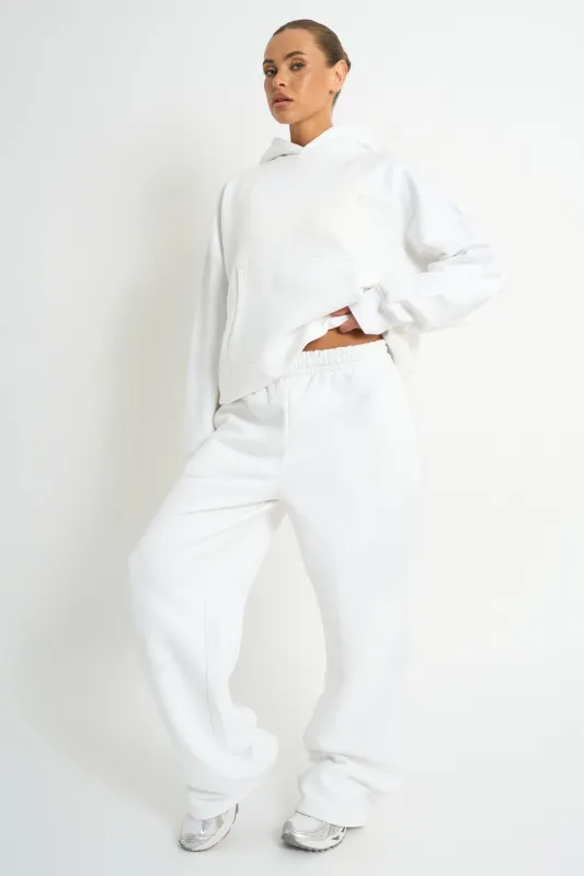 Kaiia Embossed Wide Leg Joggers White made by Kaiia the label