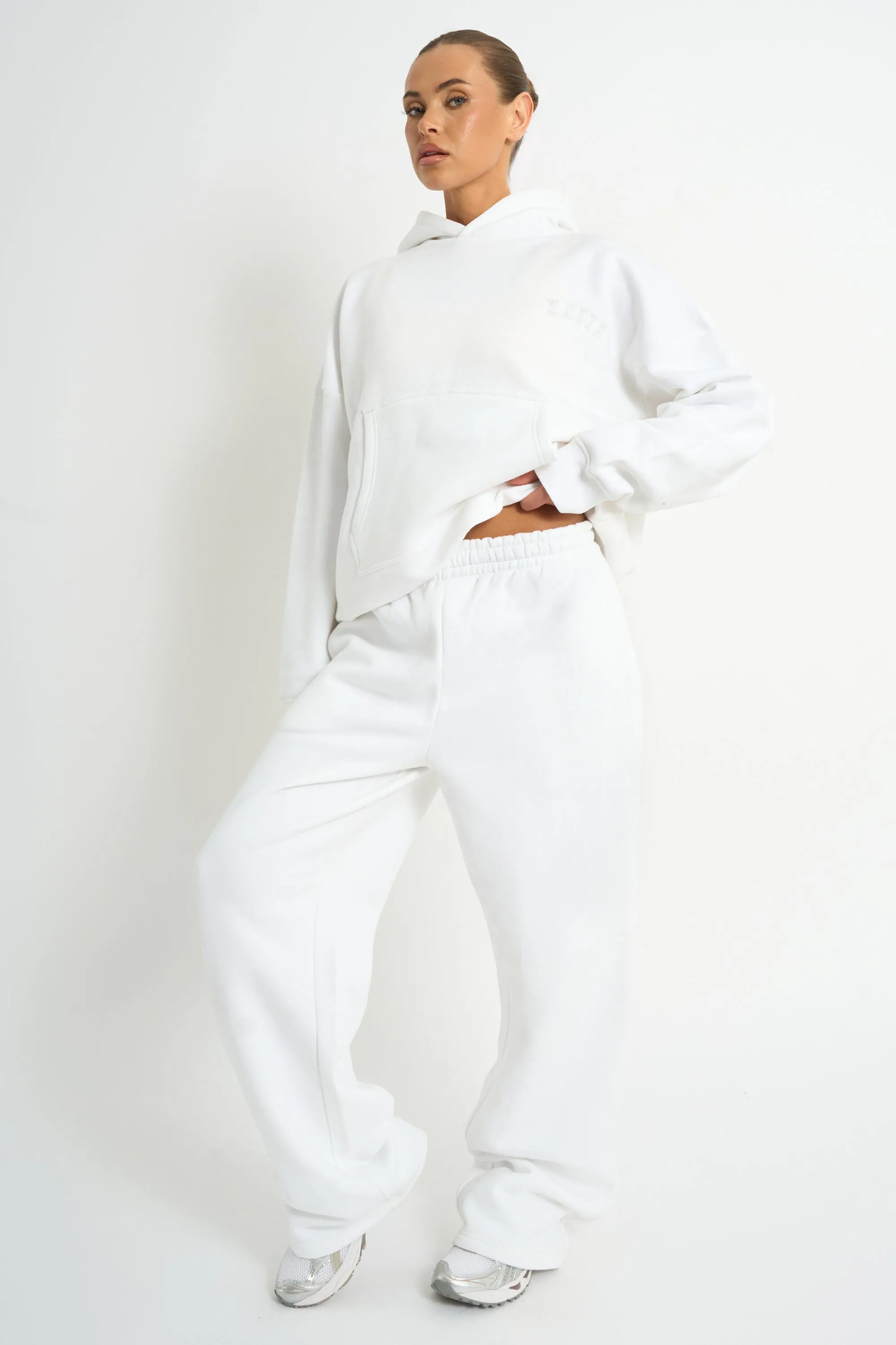 Kaiia Embossed Wide Leg Joggers White sold by Kaiia the label