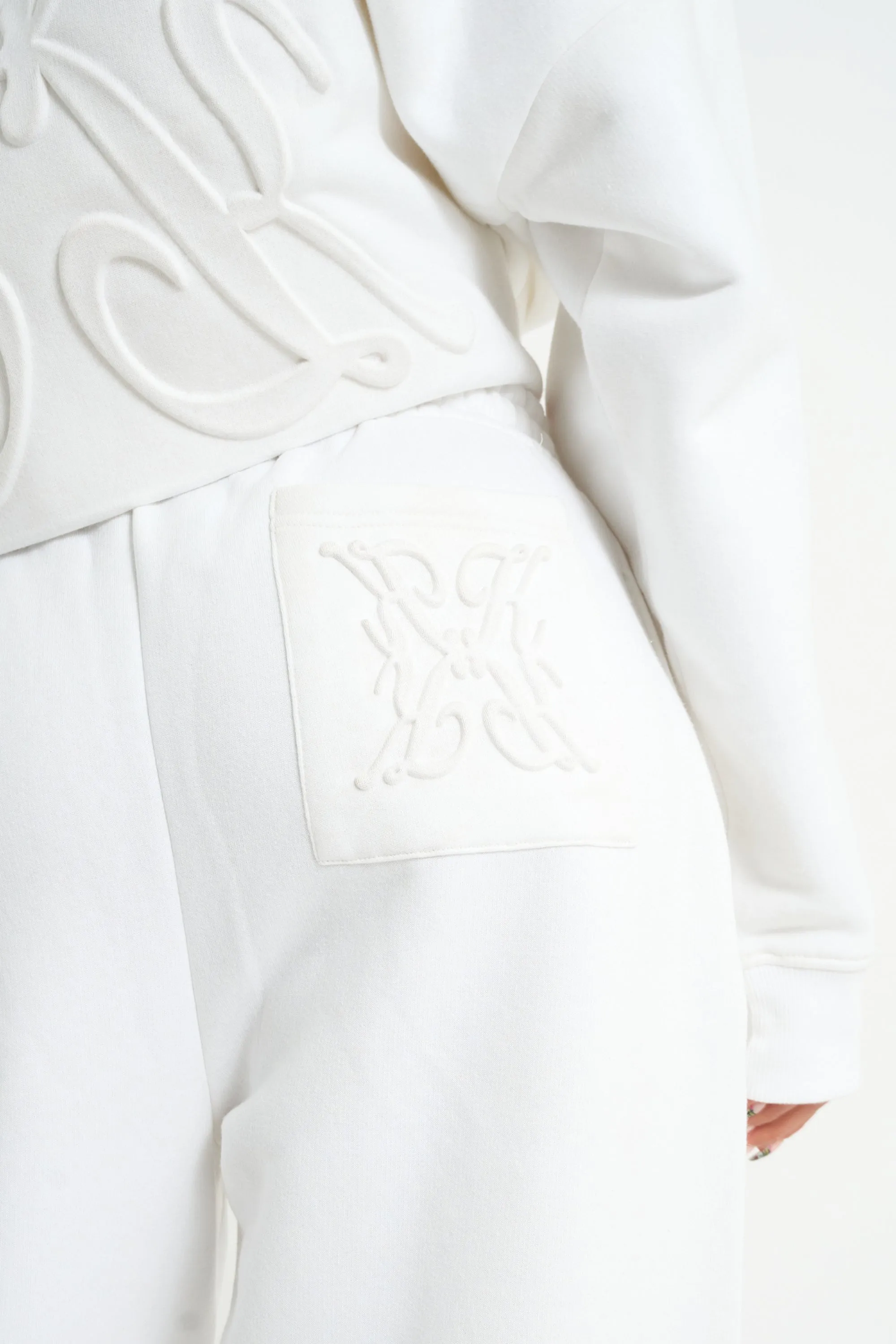 Kaiia Embossed Wide Leg Joggers White sold by Kaiia the label product image thumbnail 4