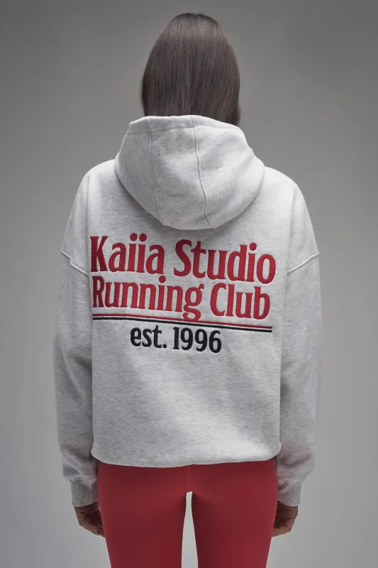 Kaiia Running Club Logo Oversized Hoodie Light Grey Marl & Red sold by Kaiia the label