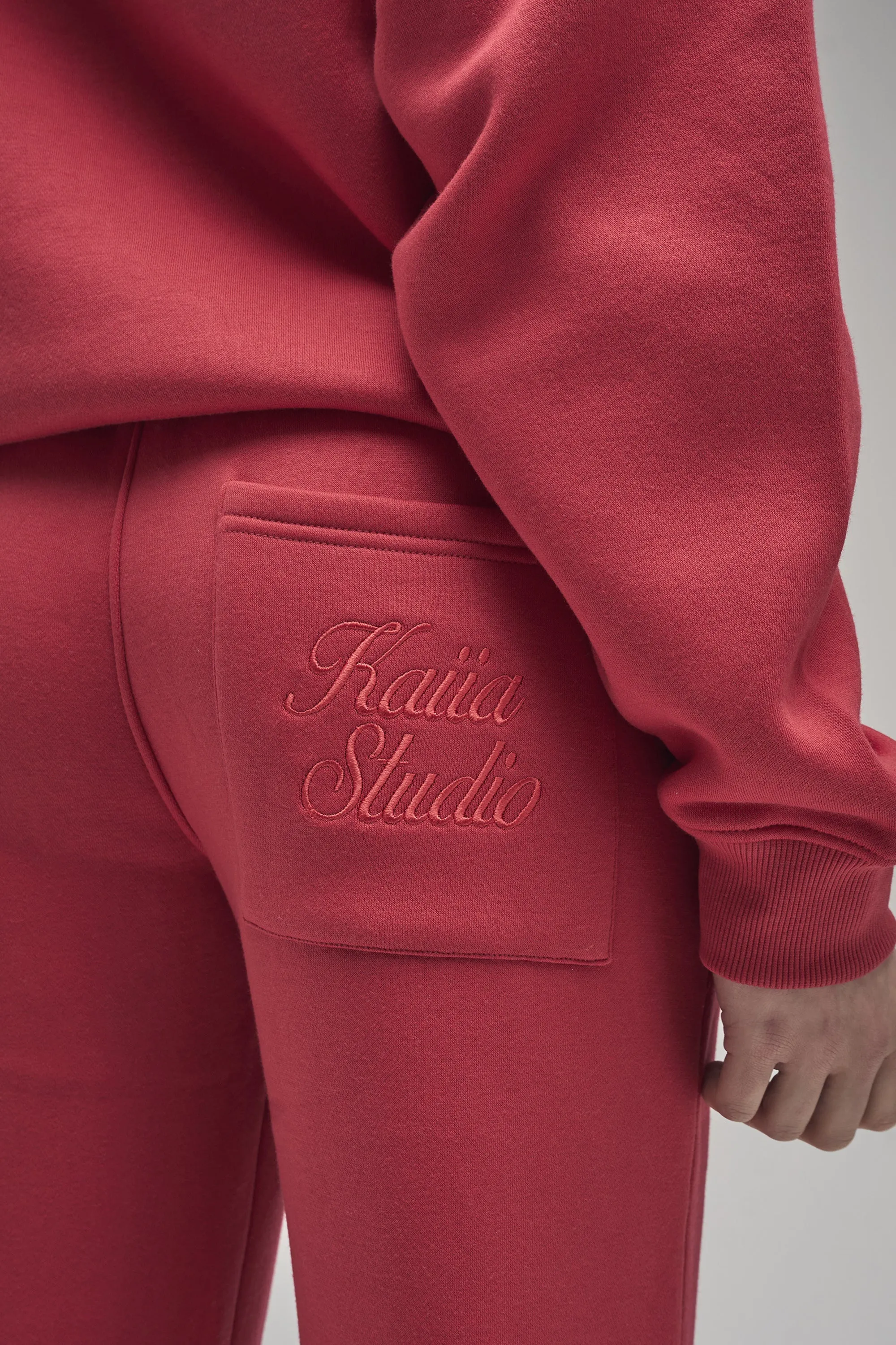 Kaiia Script Logo Wide Leg Joggers Red sold by Kaiia the label product image thumbnail 4