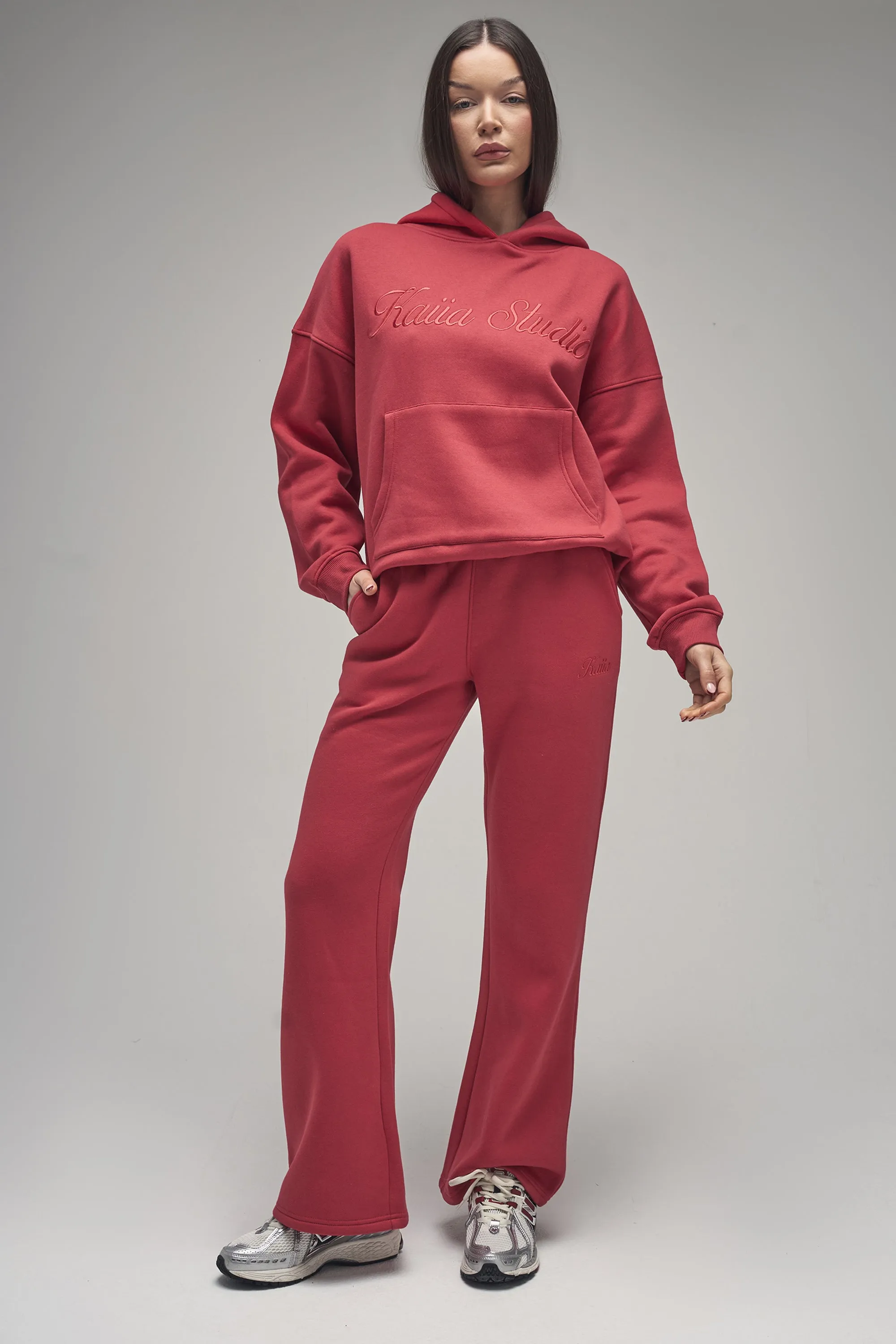 Kaiia Script Logo Wide Leg Joggers Red sold by Kaiia the label
