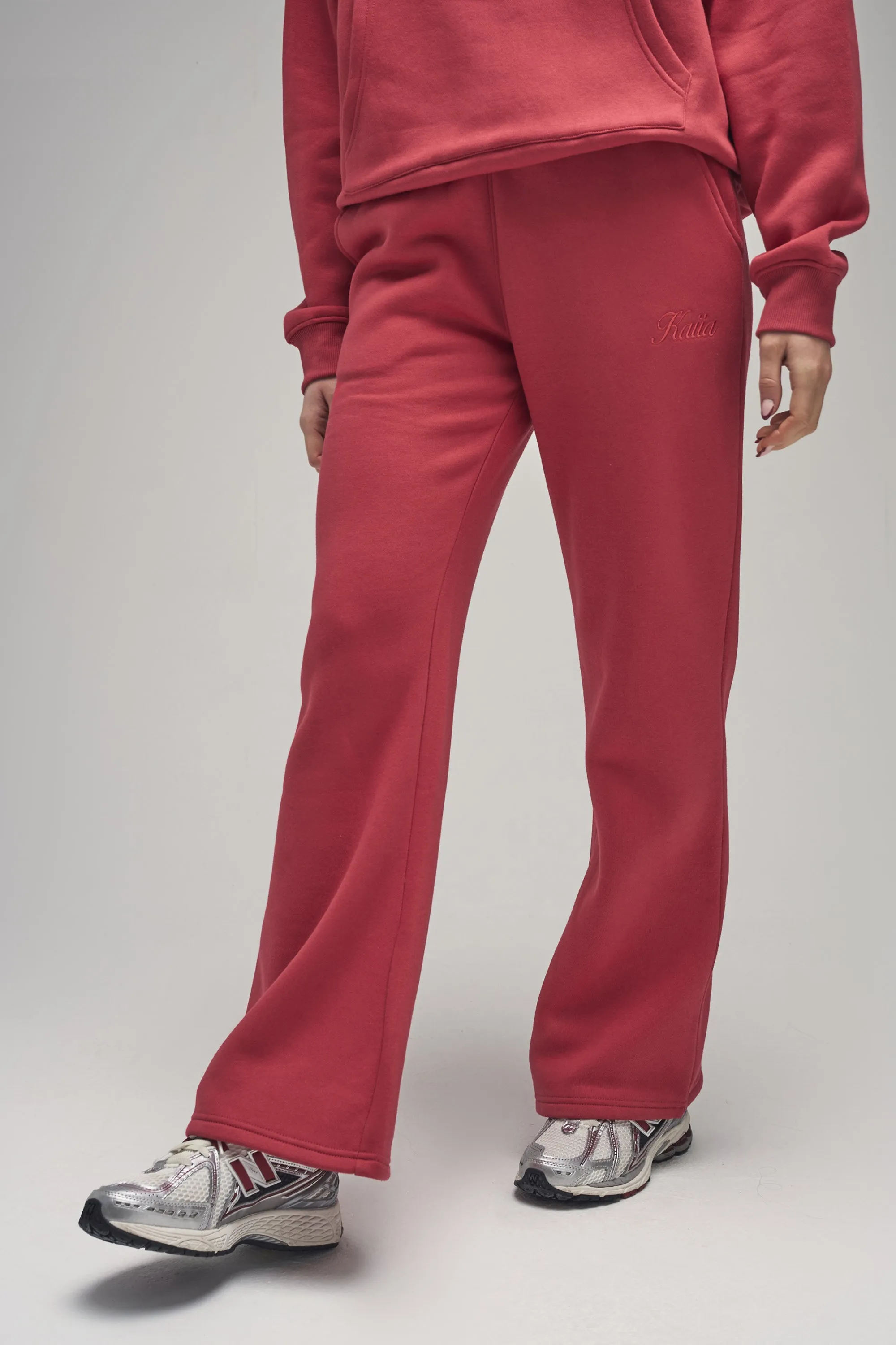 Kaiia Script Logo Wide Leg Joggers Red sold by Kaiia the label product image thumbnail 2