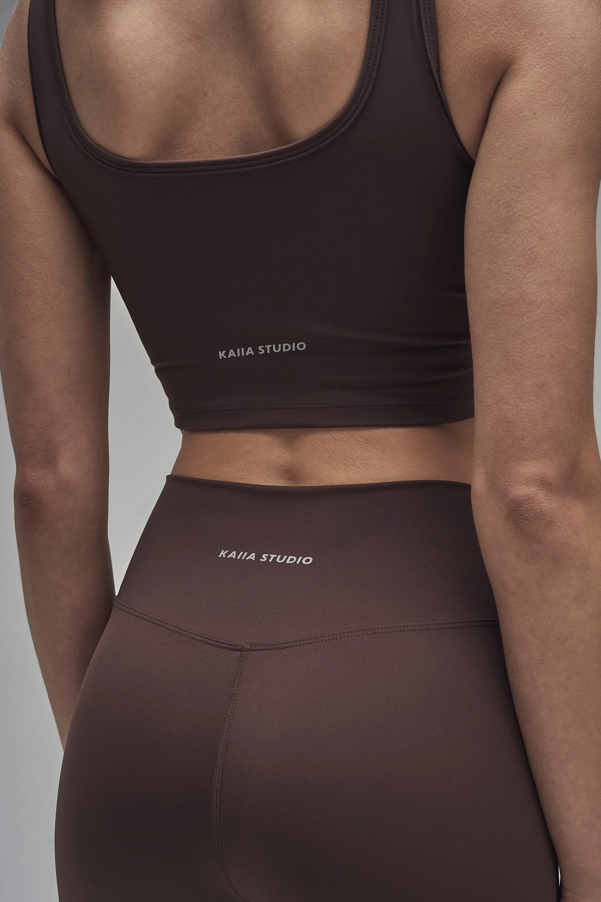 Kaiia Sculpt Square Neck Crop Top Bitter Chocolate sold by Kaiia the label product image thumbnail 3