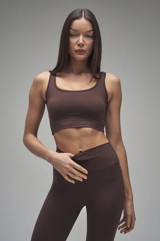 Kaiia Sculpt Square Neck Crop Top Bitter Chocolate made by Kaiia the label