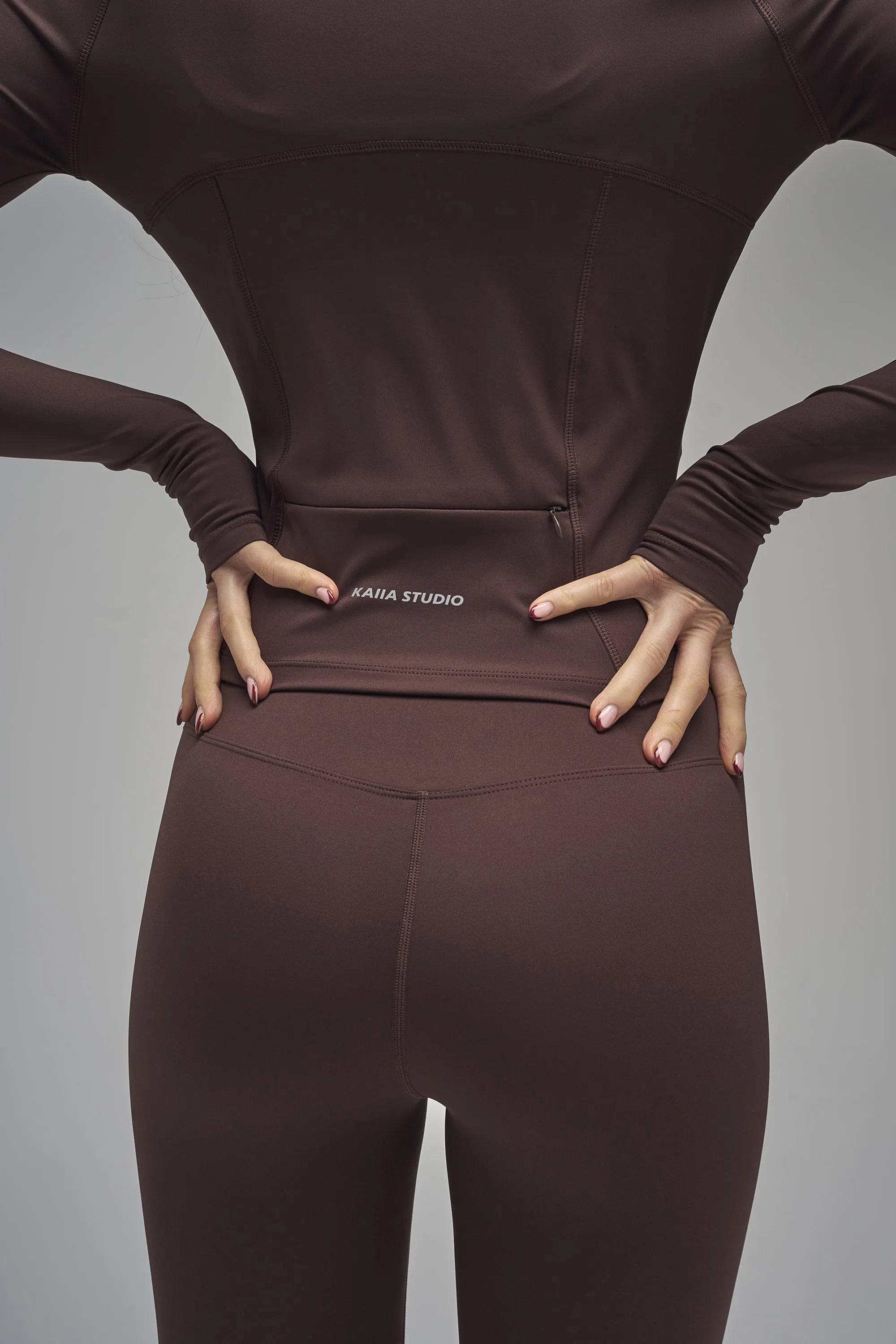 Kaiia Sculpt Long Sleeve Zip Through Fitted Jacket Brown sold by Kaiia the label product image thumbnail 3