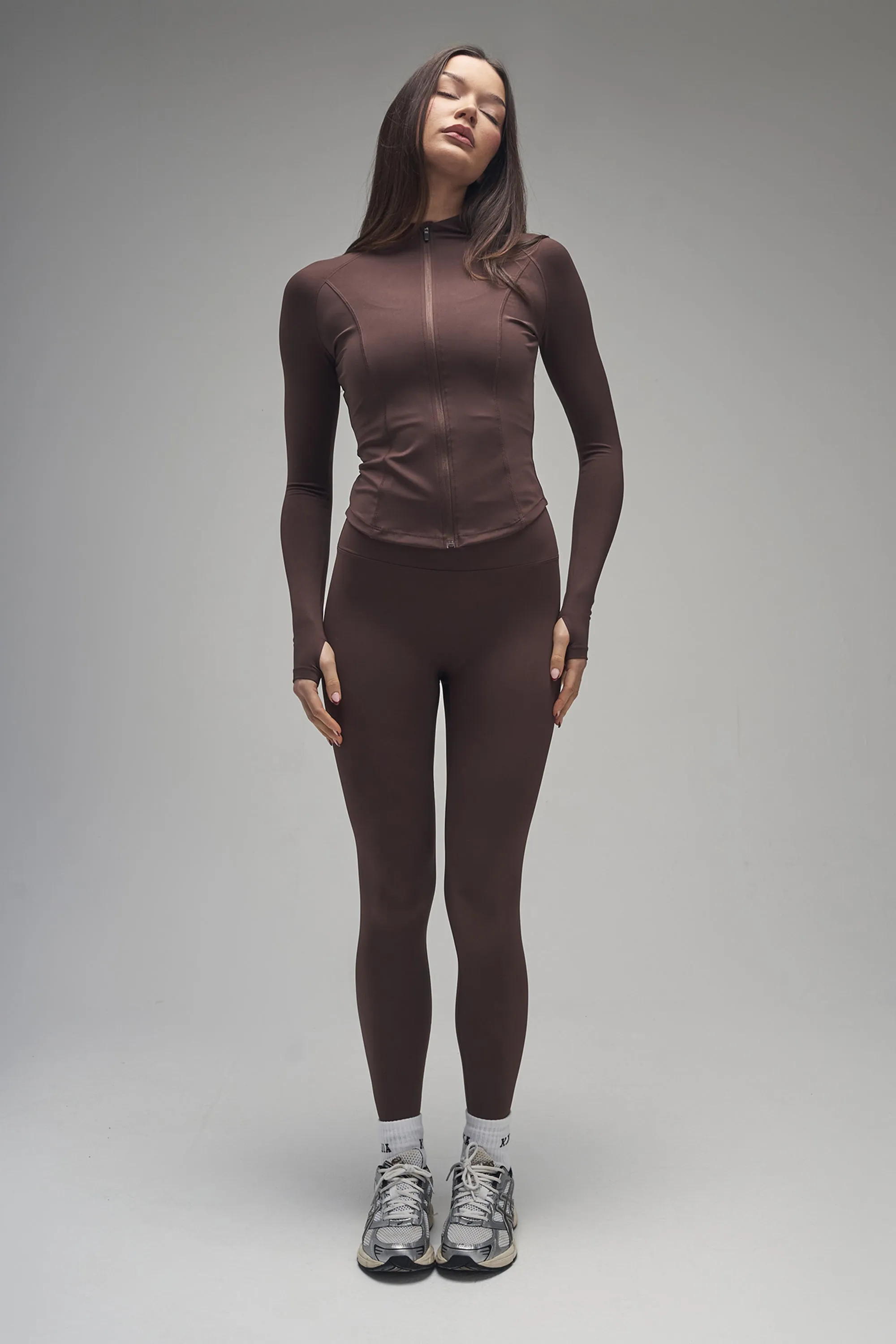 Kaiia Sculpt Long Sleeve Zip Through Fitted Jacket Brown sold by Kaiia the label product image thumbnail 5