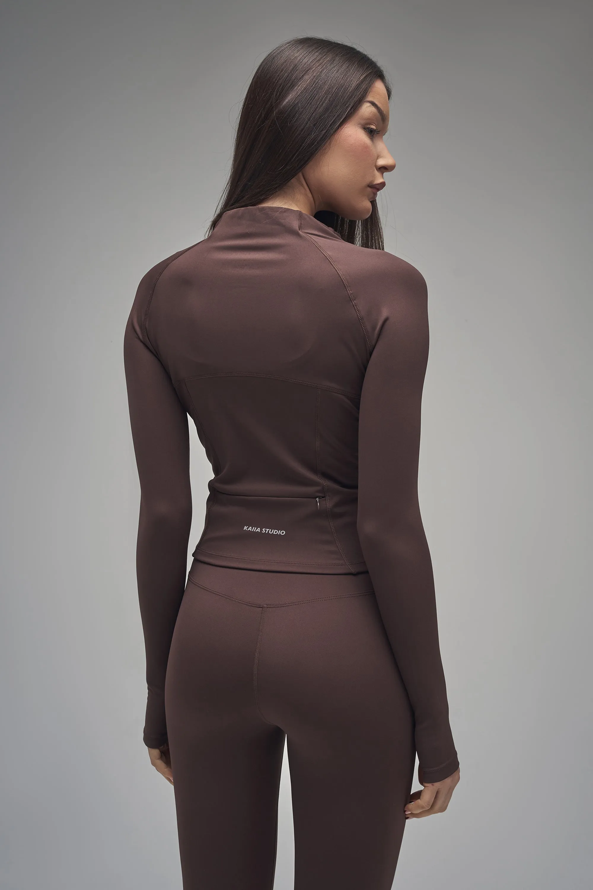 Kaiia Sculpt Long Sleeve Zip Through Fitted Jacket Brown sold by Kaiia the label product image thumbnail 2