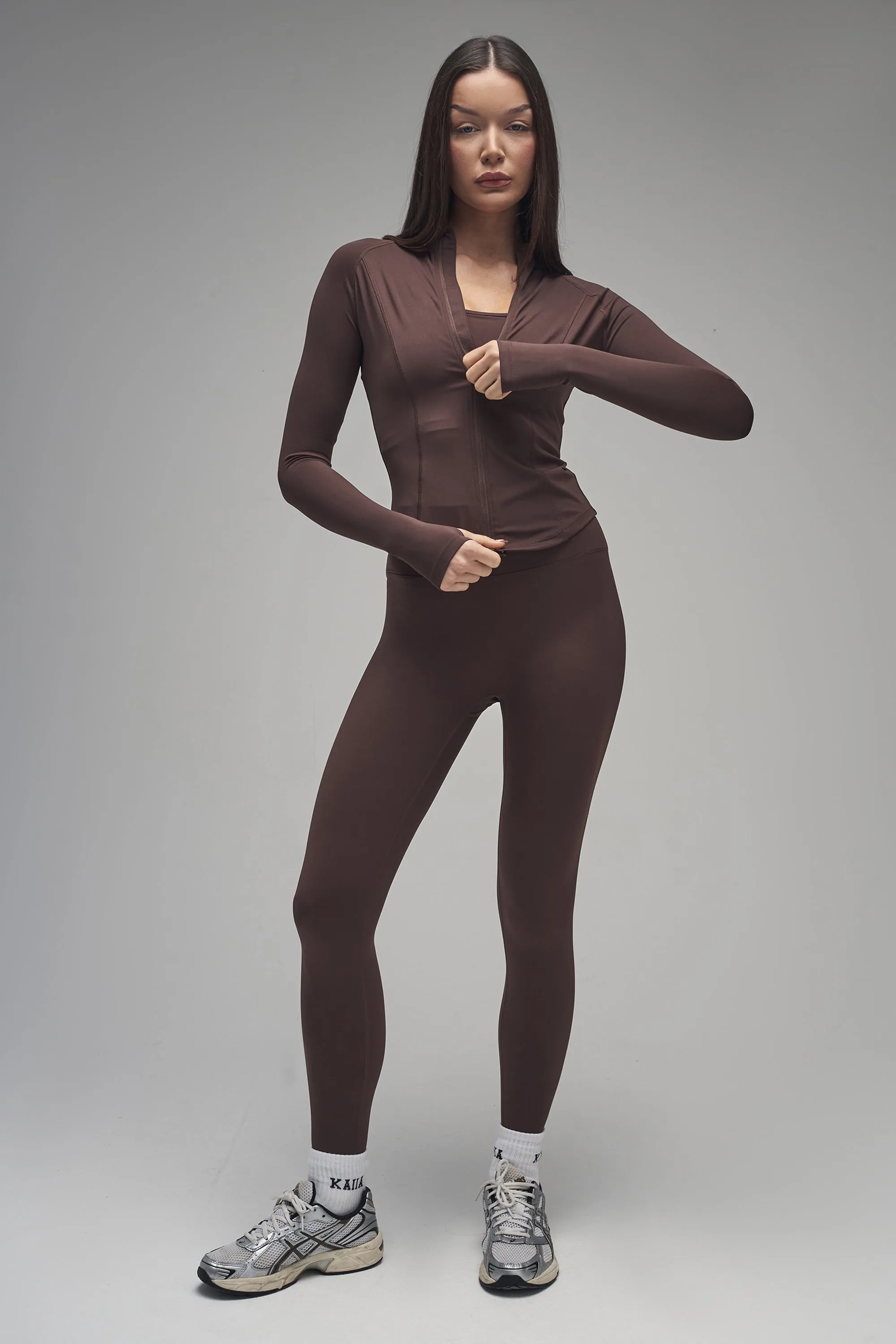 Kaiia Sculpt Long Sleeve Zip Through Fitted Jacket Brown sold by Kaiia the label product image thumbnail 4
