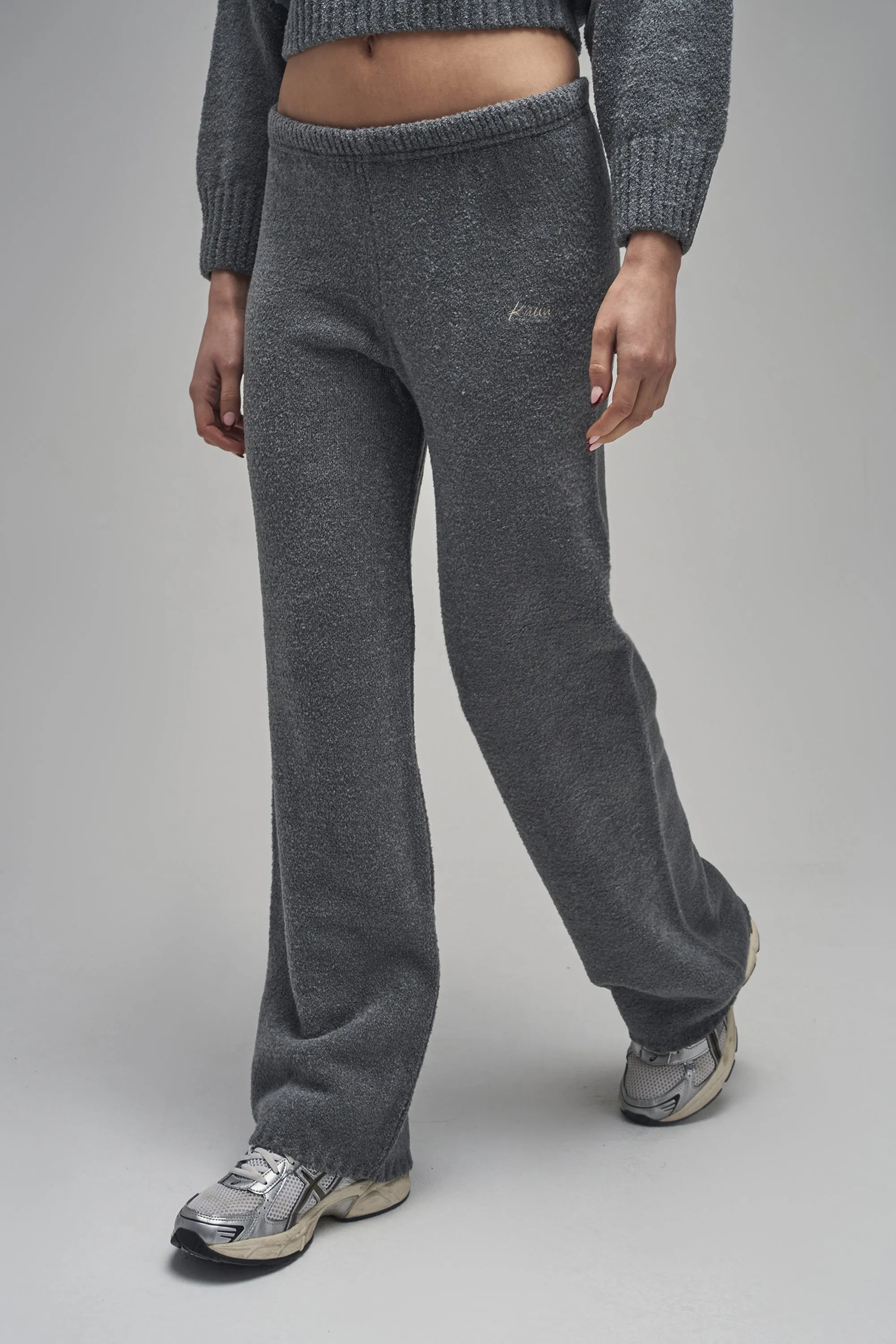 Kaiia Script Knit Wide Leg Trousers Charcoal sold by Kaiia the label product image thumbnail 3