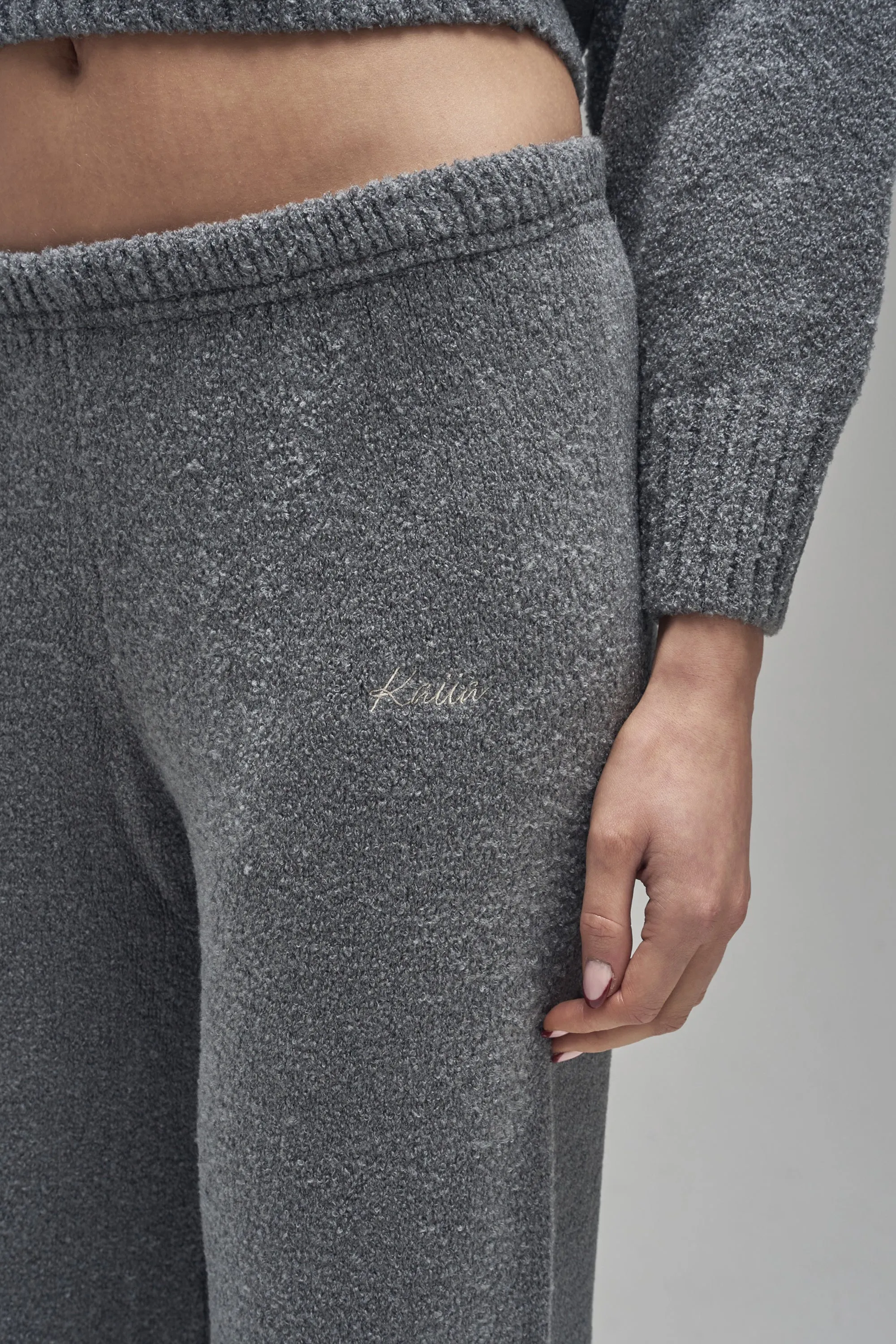 Kaiia Script Knit Wide Leg Trousers Charcoal sold by Kaiia the label product image thumbnail 2