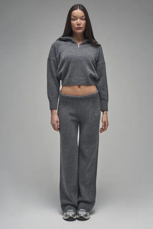 Kaiia Script Knit Wide Leg Trousers Charcoal made by Kaiia the label