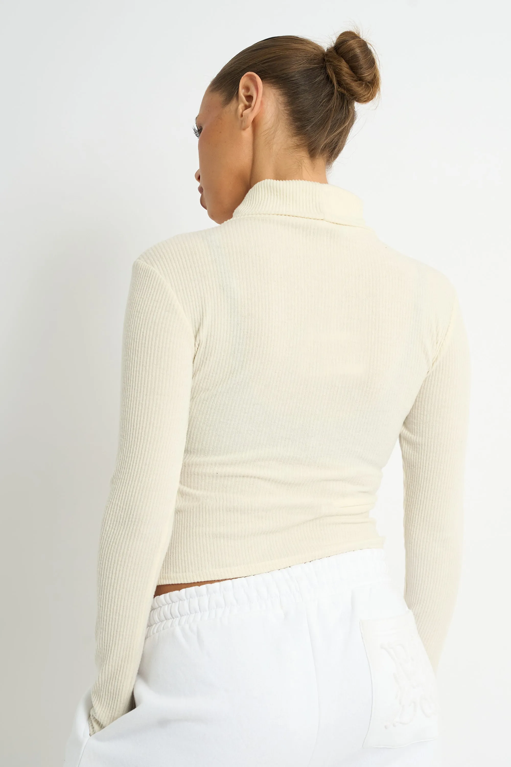 Kaiia Rib Roll Neck Long Sleeve Top Ivory sold by Kaiia the label product image thumbnail 2