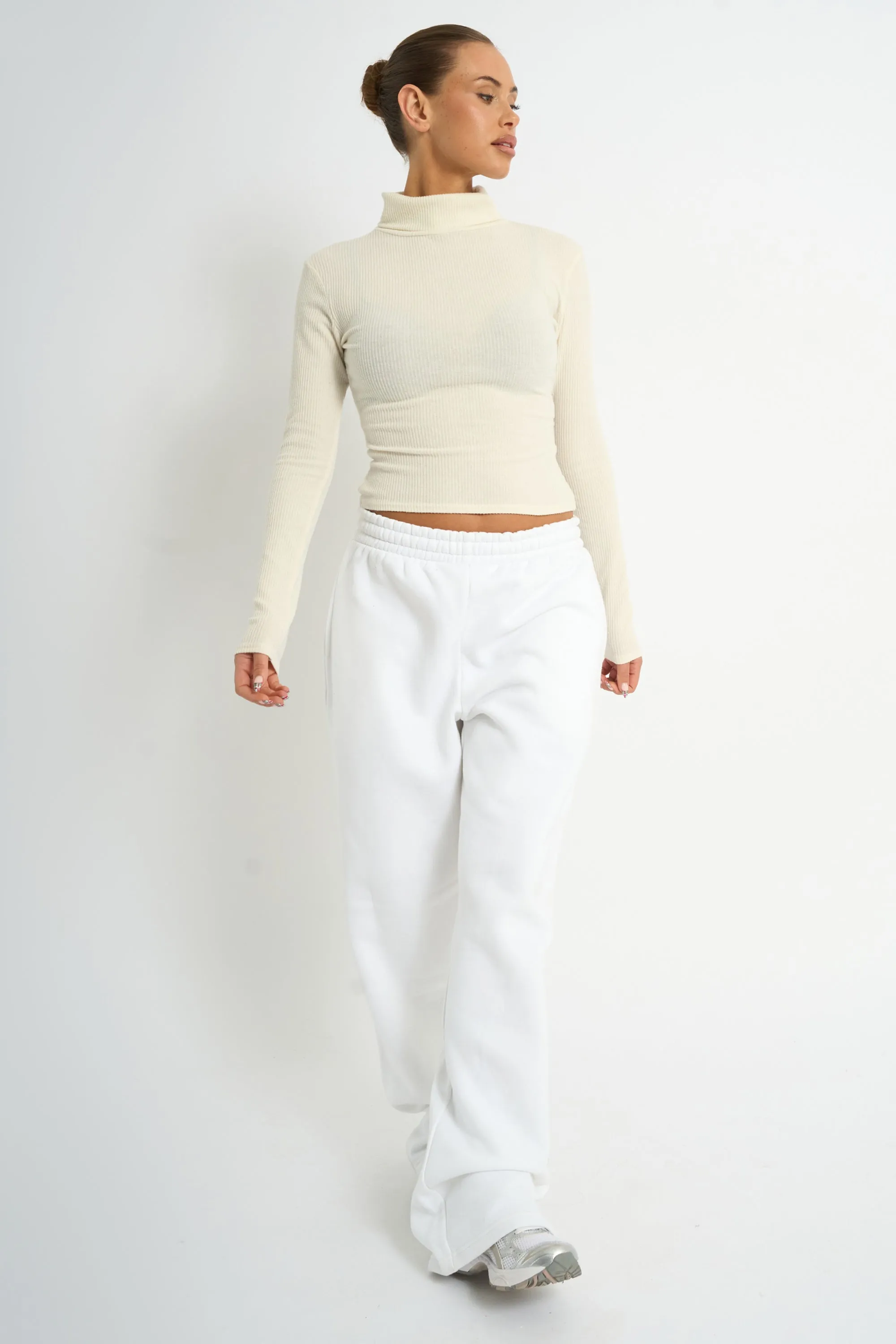 Kaiia Rib Roll Neck Long Sleeve Top Ivory sold by Kaiia the label product image thumbnail 3
