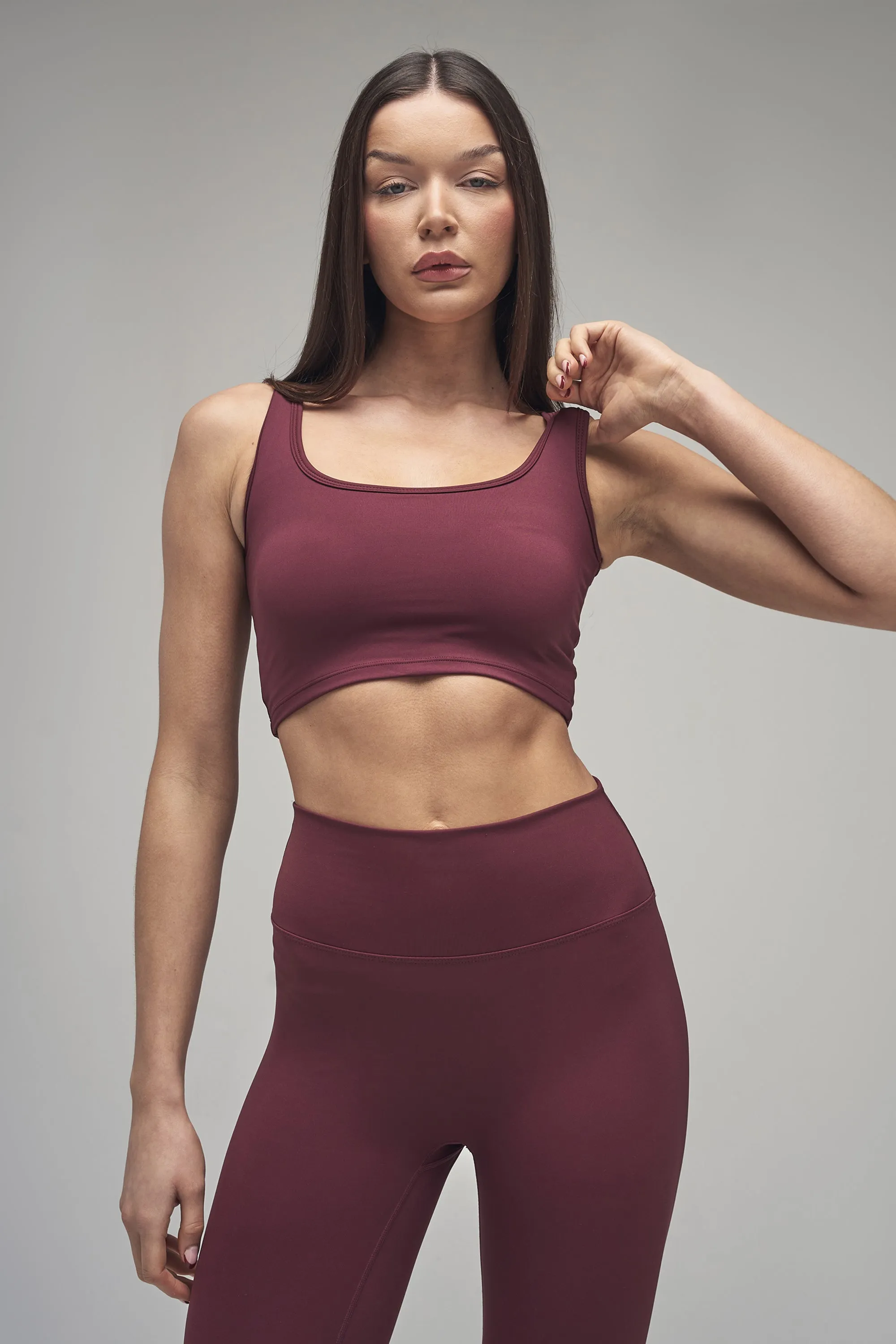 Kaiia Sculpt Square Neck Crop Top Dark Cherry sold by Kaiia the label product image thumbnail 4
