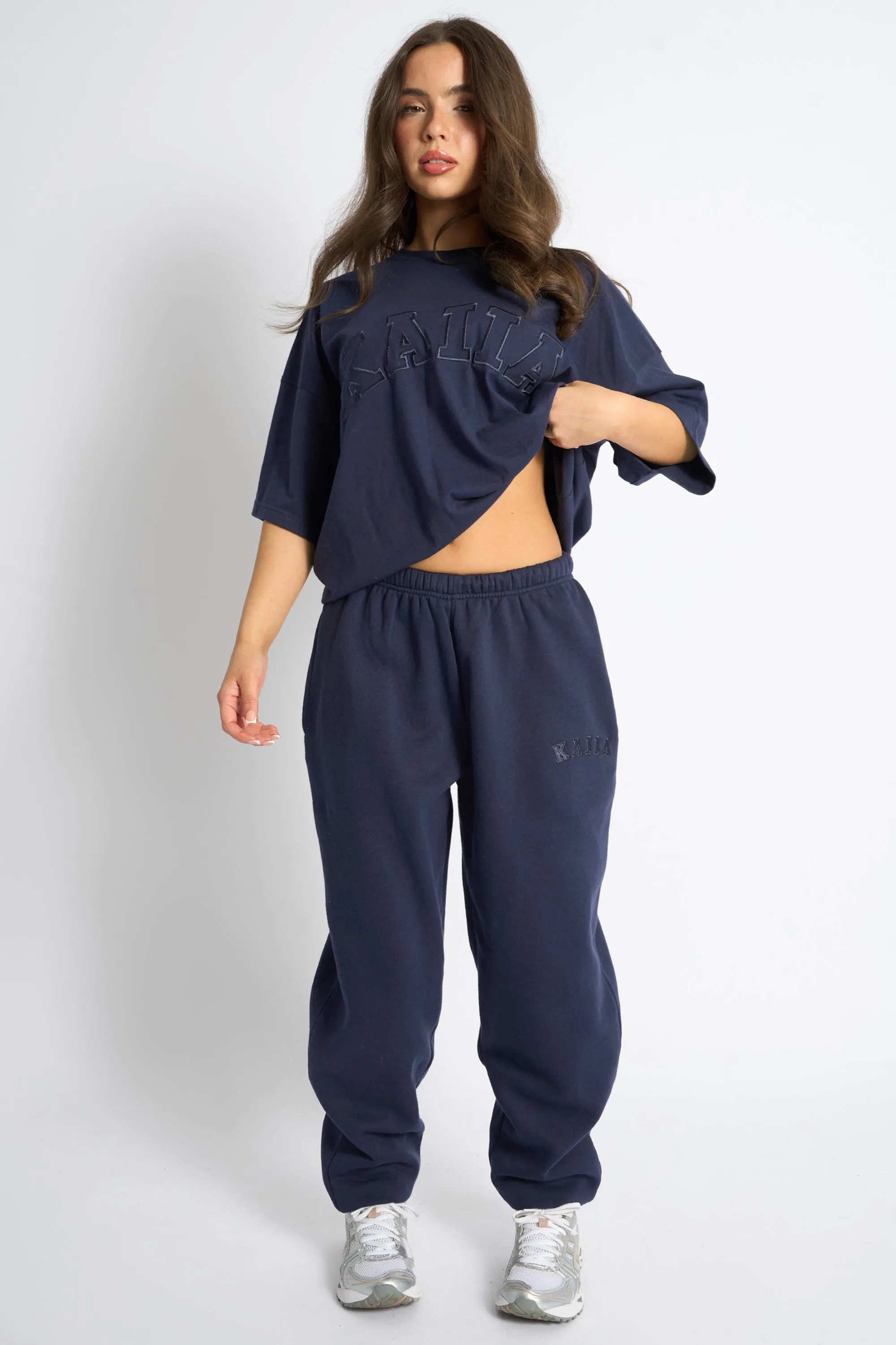 Kaiia Logo Cuffed Leg Joggers Deep Blue sold by Kaiia the label