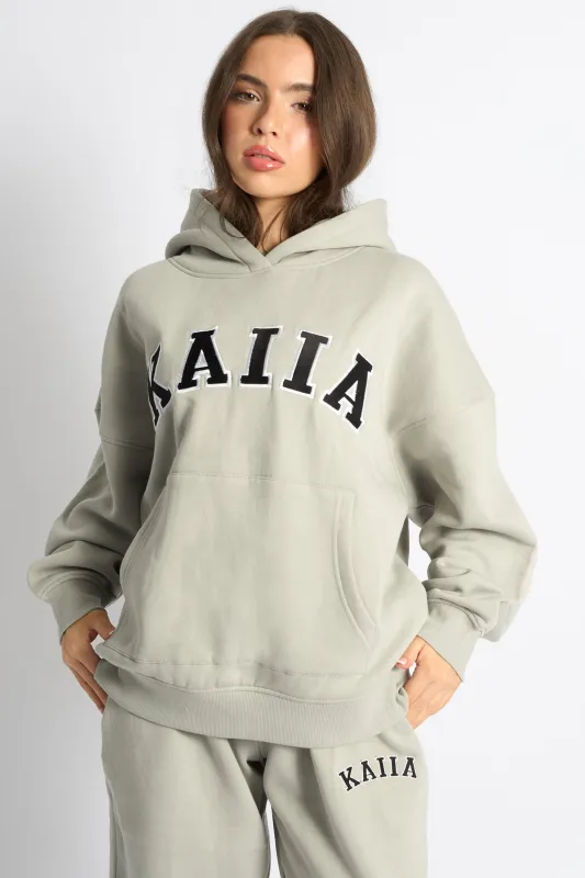 Kaiia Slogan Oversized Hoodie Pebble made by Kaiia the label