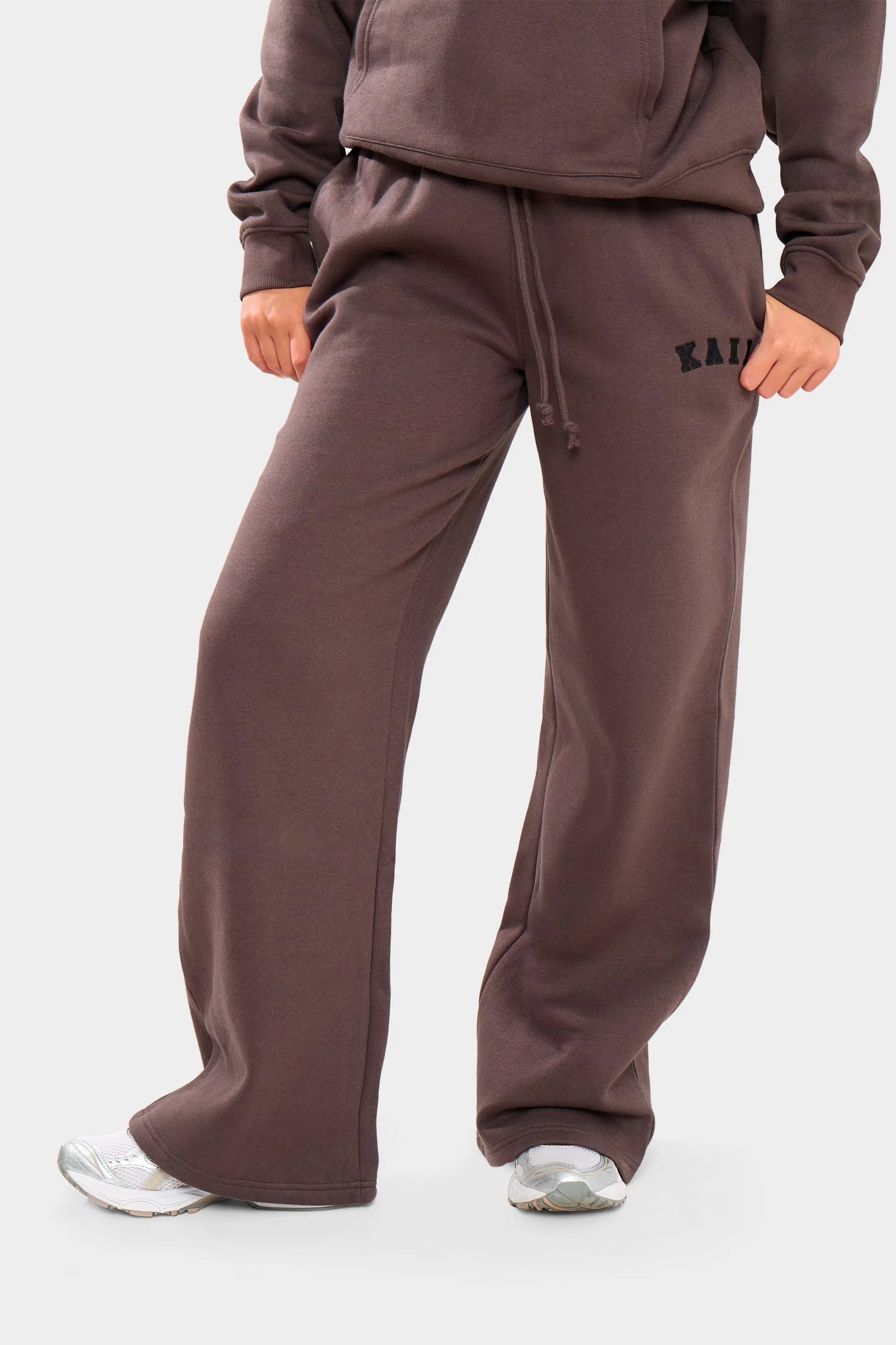 Kaiia Logo Wide Leg Joggers Chocolate sold by Kaiia the label product image thumbnail 3