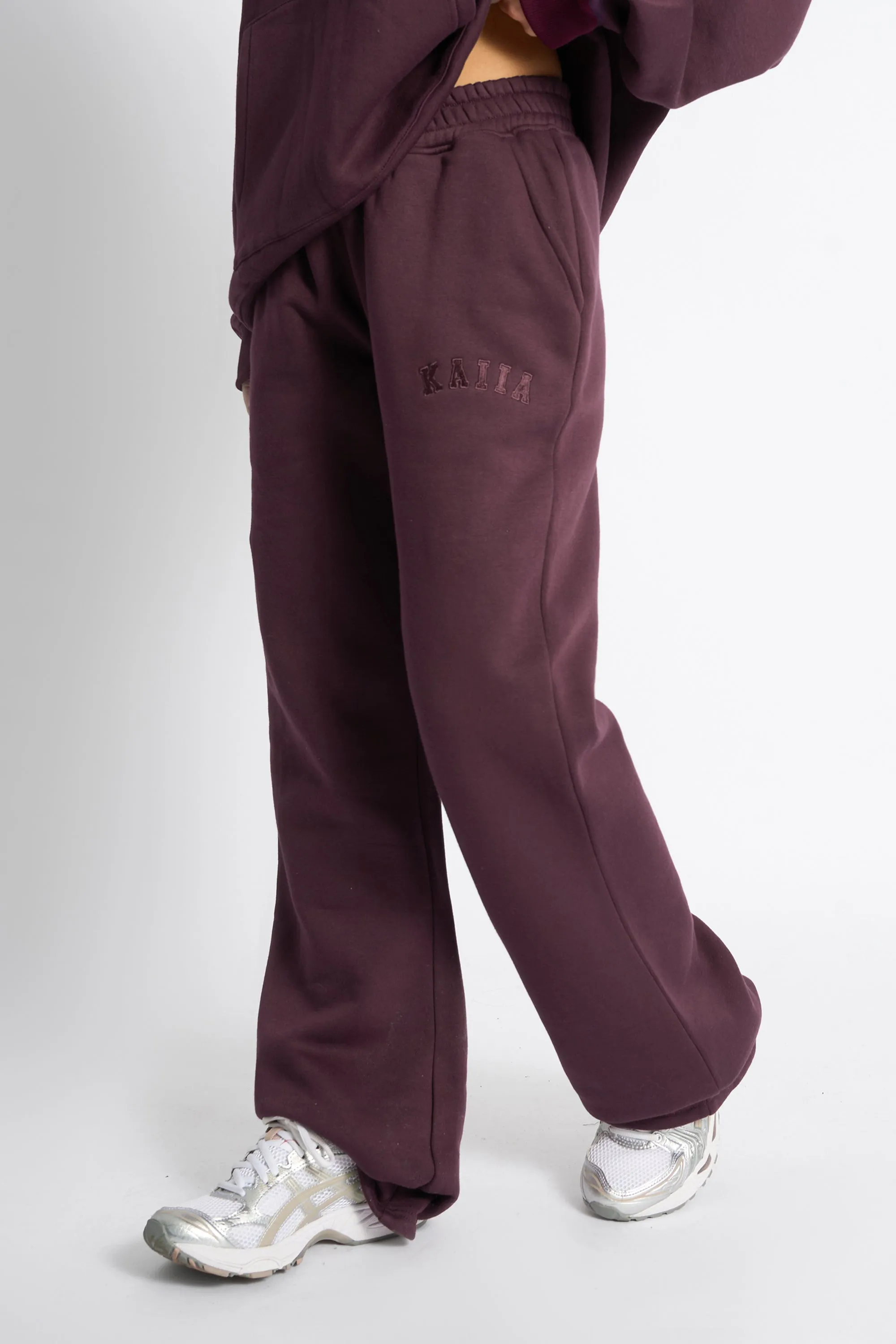 Kaiia Logo Wide Leg Joggers Cherry sold by Kaiia the label product image thumbnail 3