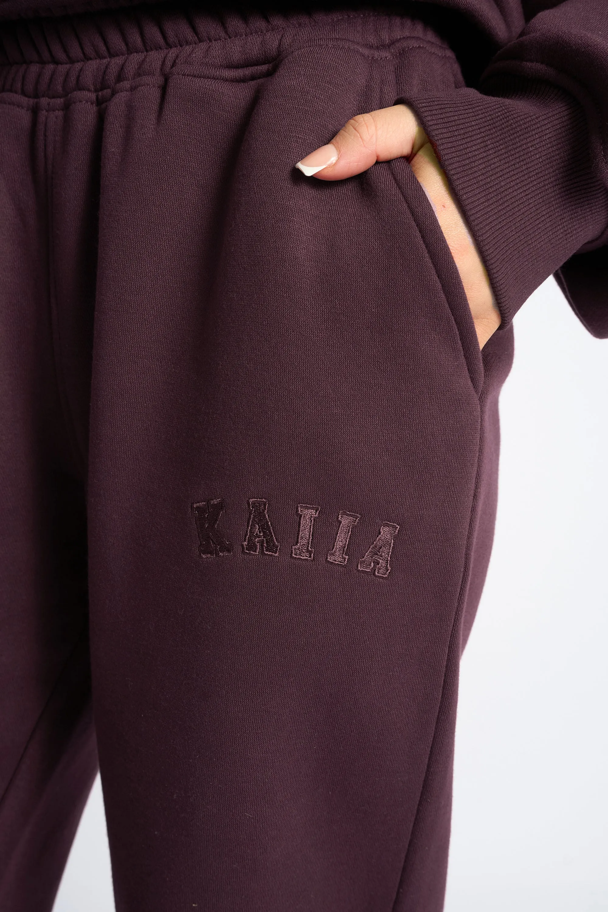 Kaiia Logo Wide Leg Joggers Cherry sold by Kaiia the label product image thumbnail 5