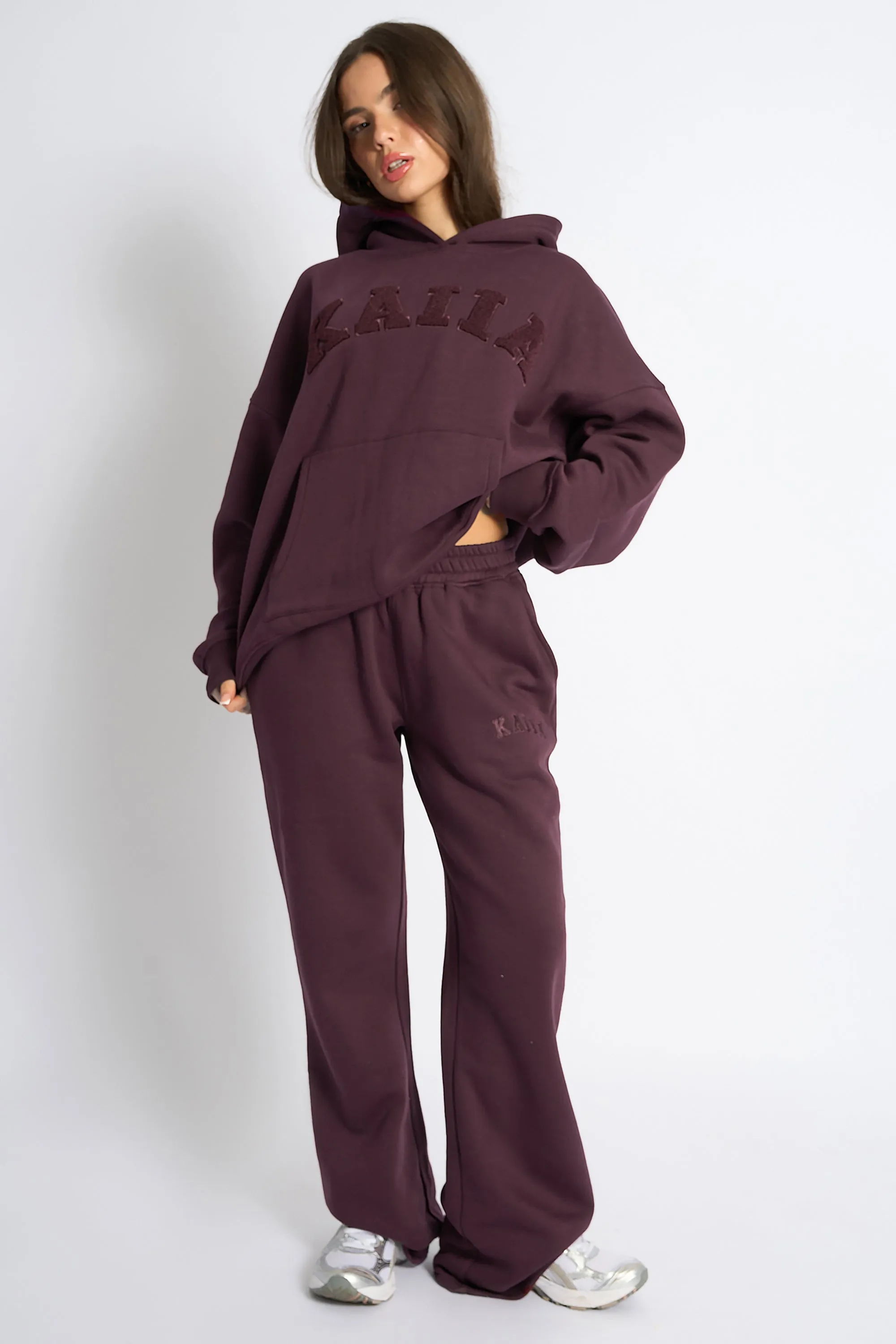 Kaiia Logo Wide Leg Joggers Cherry sold by Kaiia the label product image thumbnail 2
