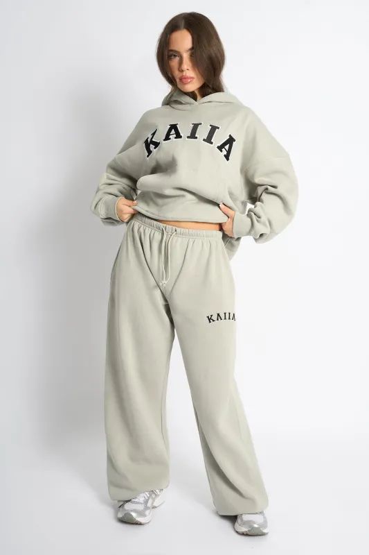 Kaiia Logo Wide Leg Joggers Pebble made by Kaiia the label