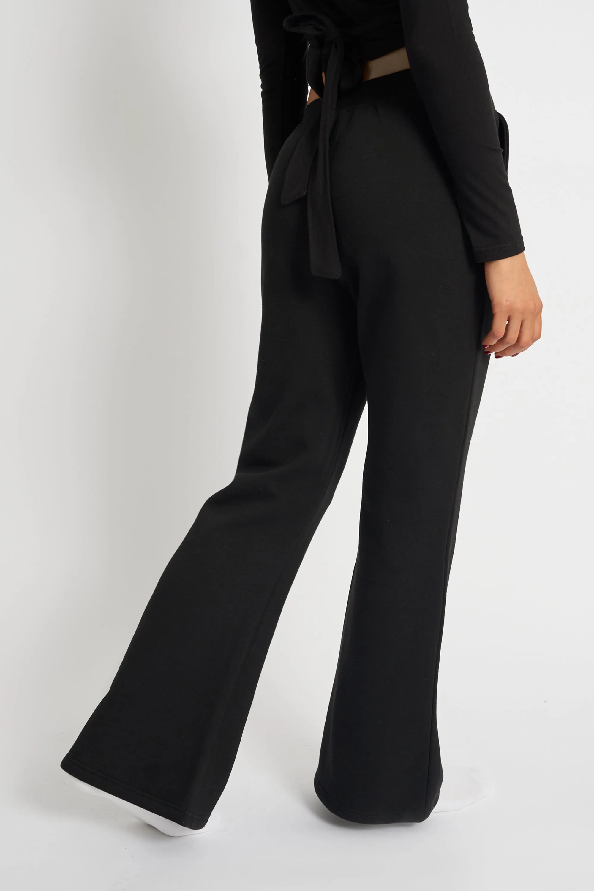 Kaiia Bow Detail Wide Leg Joggers Black & Pink sold by Kaiia the label product image thumbnail 3