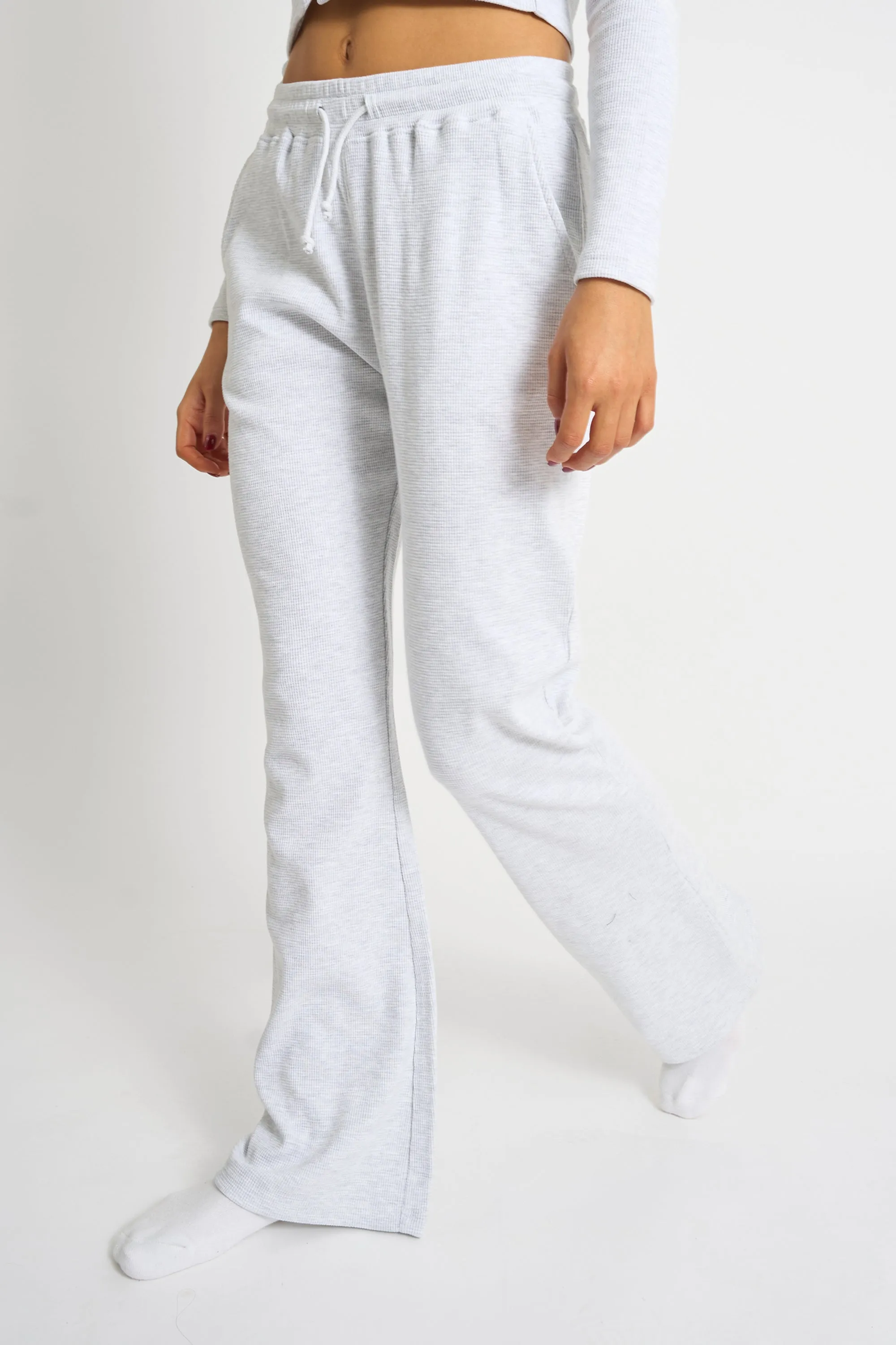 Kaiia Waffle Wide Leg Joggers Grey Melange sold by Kaiia the label product image thumbnail 2