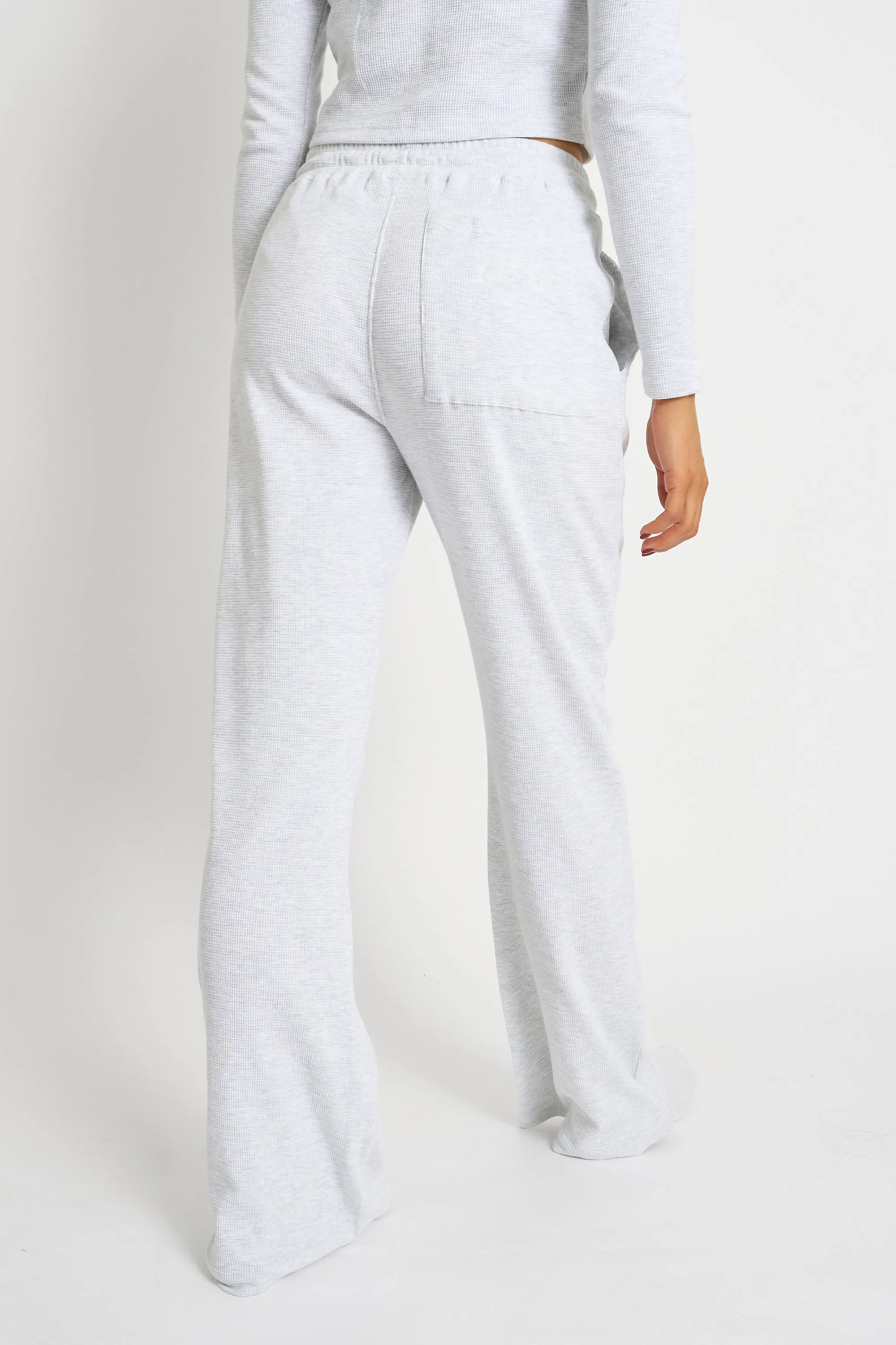 Kaiia Waffle Wide Leg Joggers Grey Melange sold by Kaiia the label product image thumbnail 3