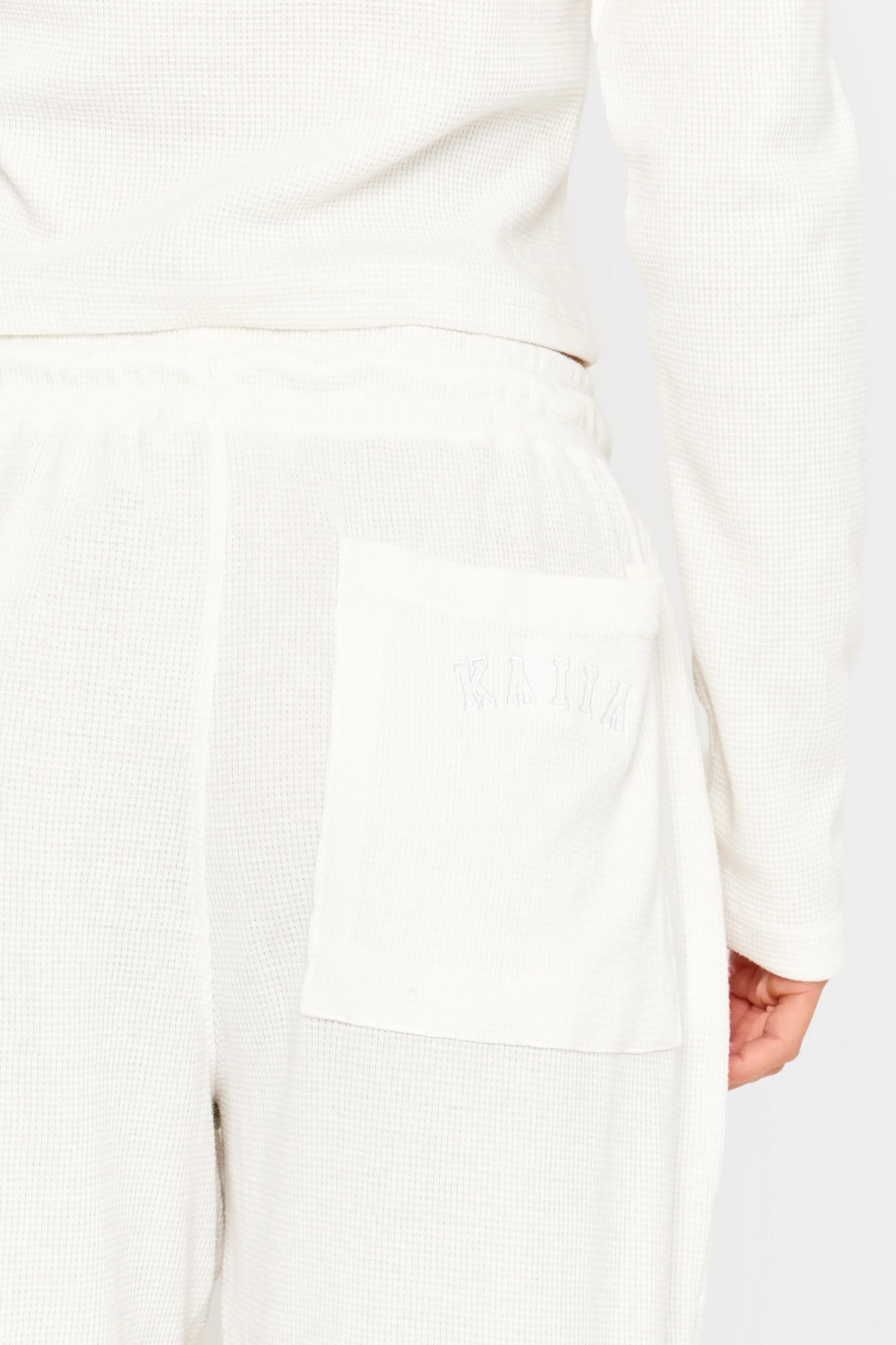 Kaiia Waffle Wide Leg Joggers Cream sold by Kaiia the label product image thumbnail 2
