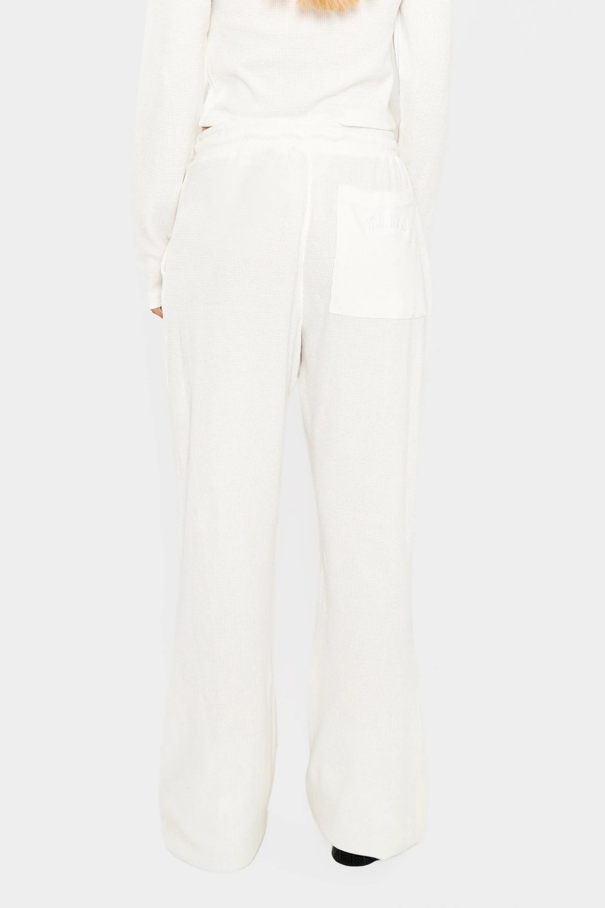 Kaiia Waffle Wide Leg Joggers Cream sold by Kaiia the label product image thumbnail 4