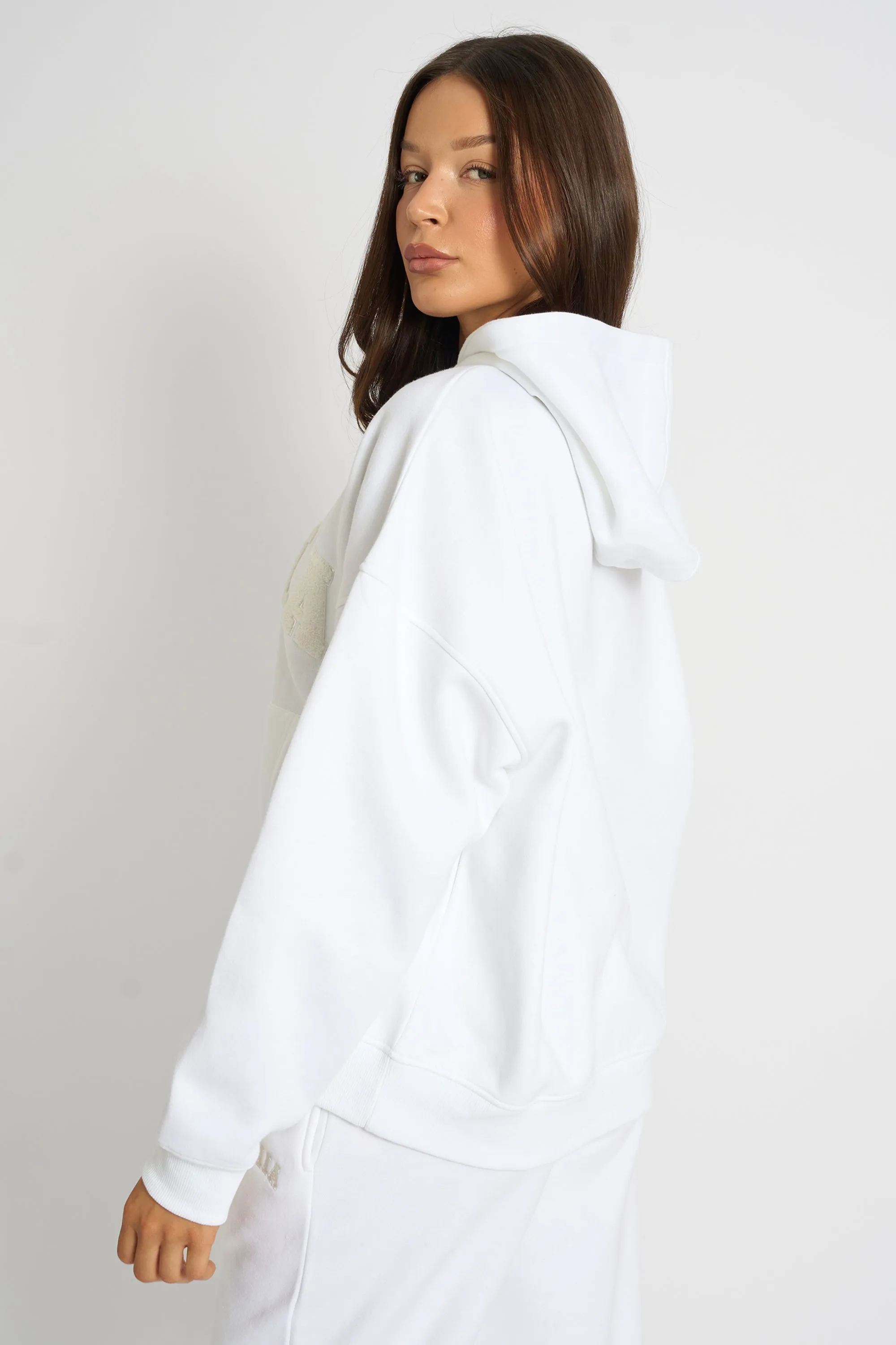 Kaiia Borg Slogan Oversized Hoodie Cream sold by Kaiia the label product image thumbnail 2