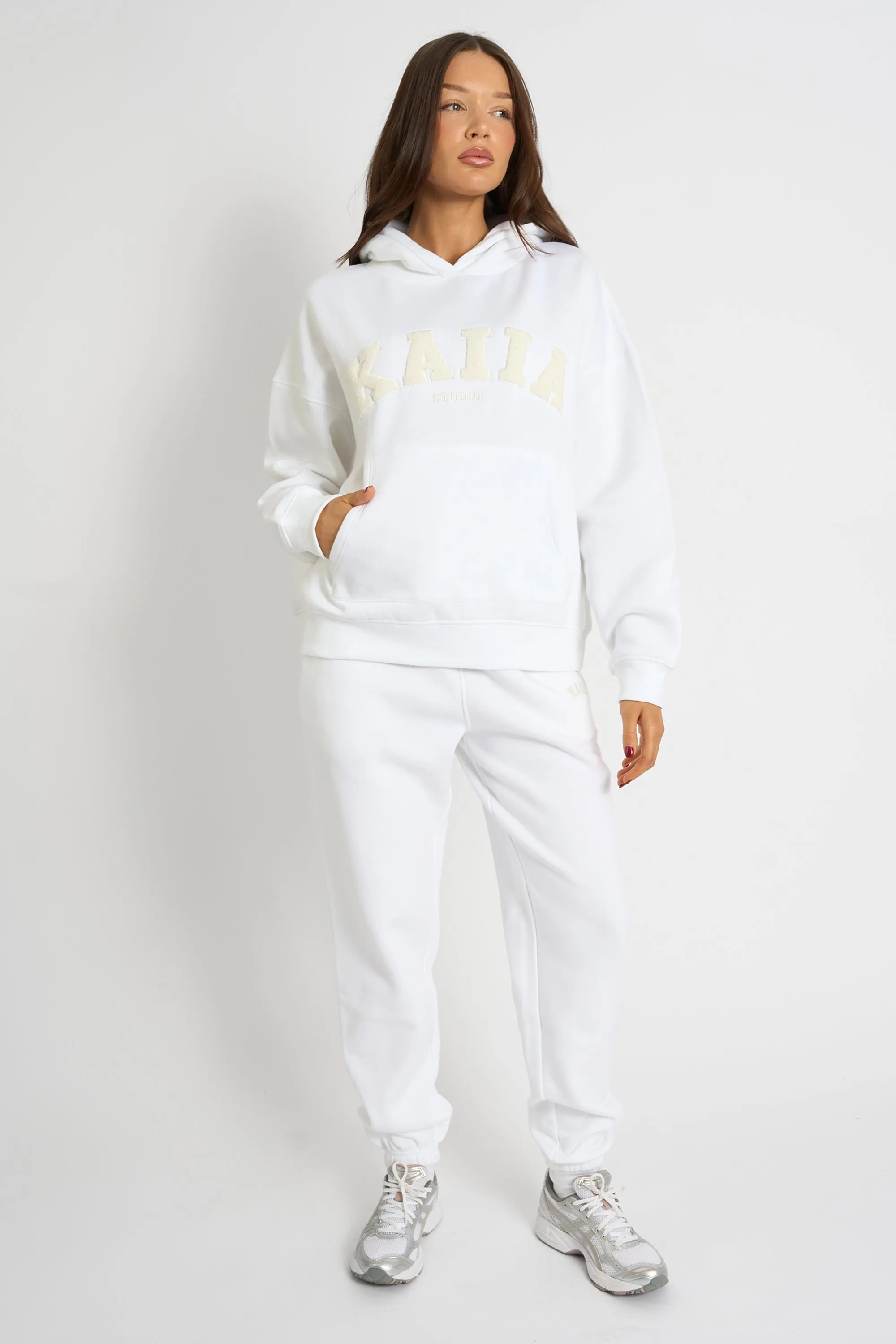 Kaiia Borg Slogan Oversized Hoodie Cream sold by Kaiia the label product image thumbnail 3