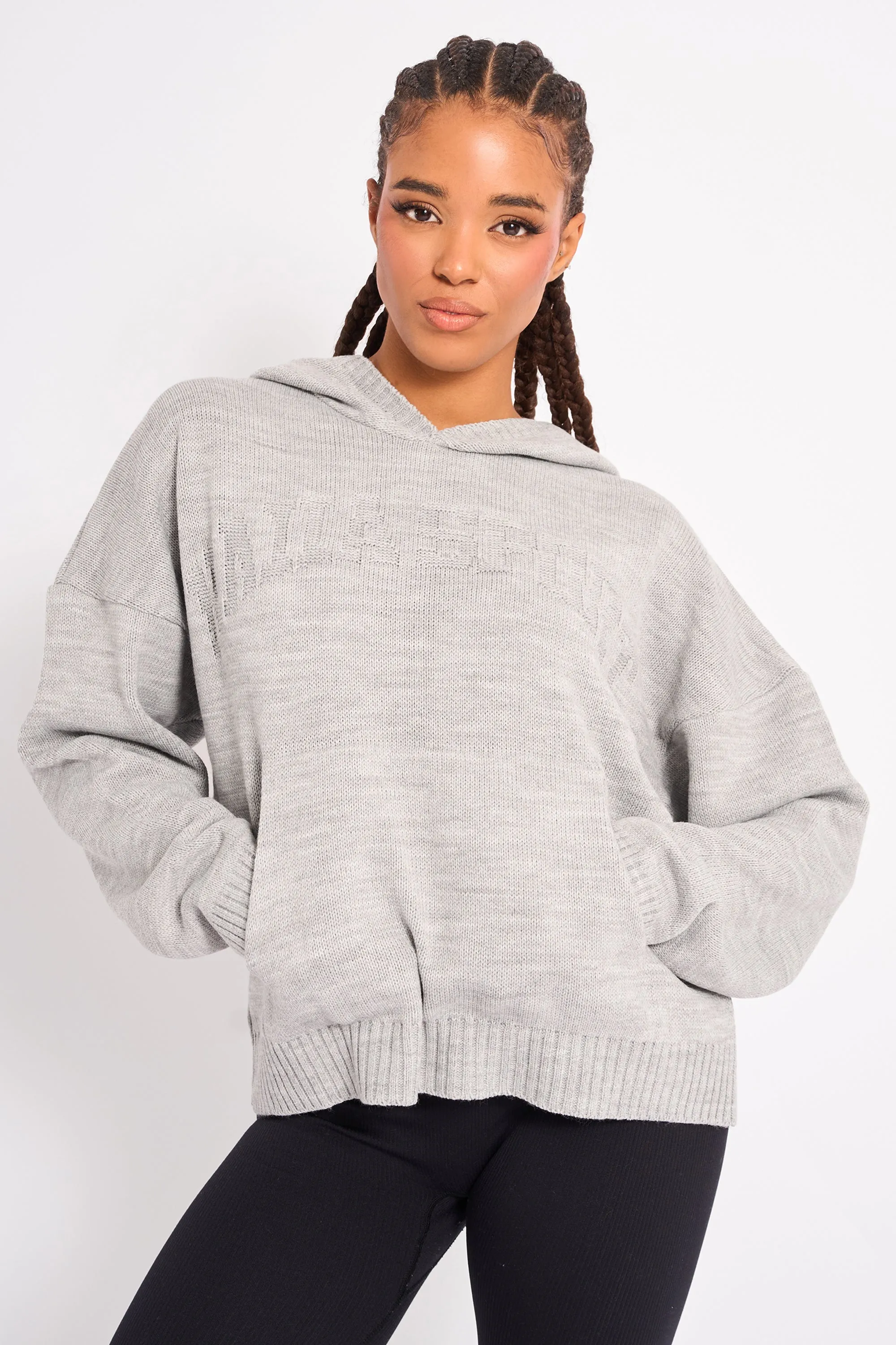 Kaiia Sport Knitted Hoodie Soft Grey sold by Kaiia the label