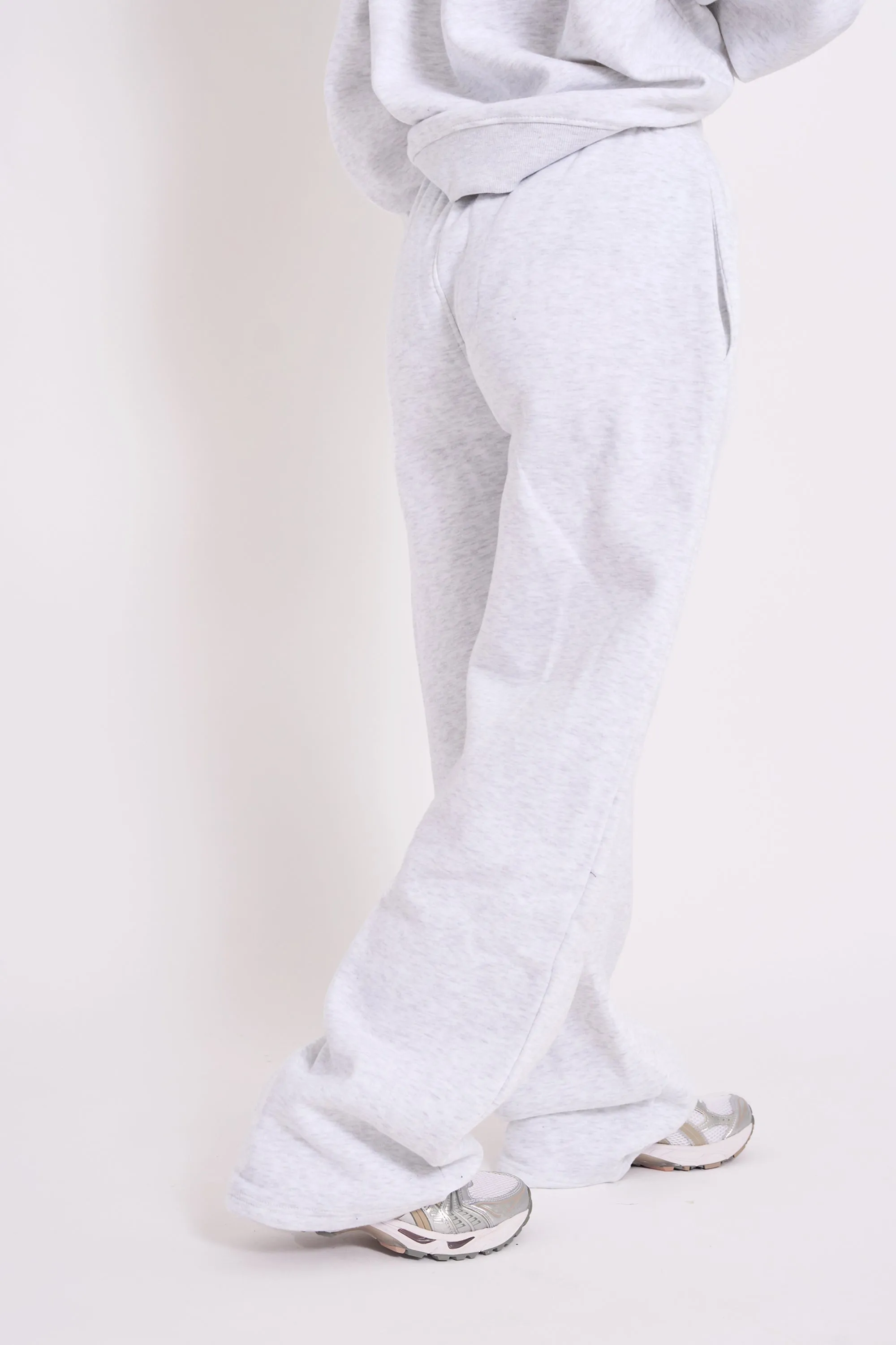 Kaiia Ribbed Waistband Wide Leg Joggers Light Grey Marl sold by Kaiia the label product image thumbnail 3