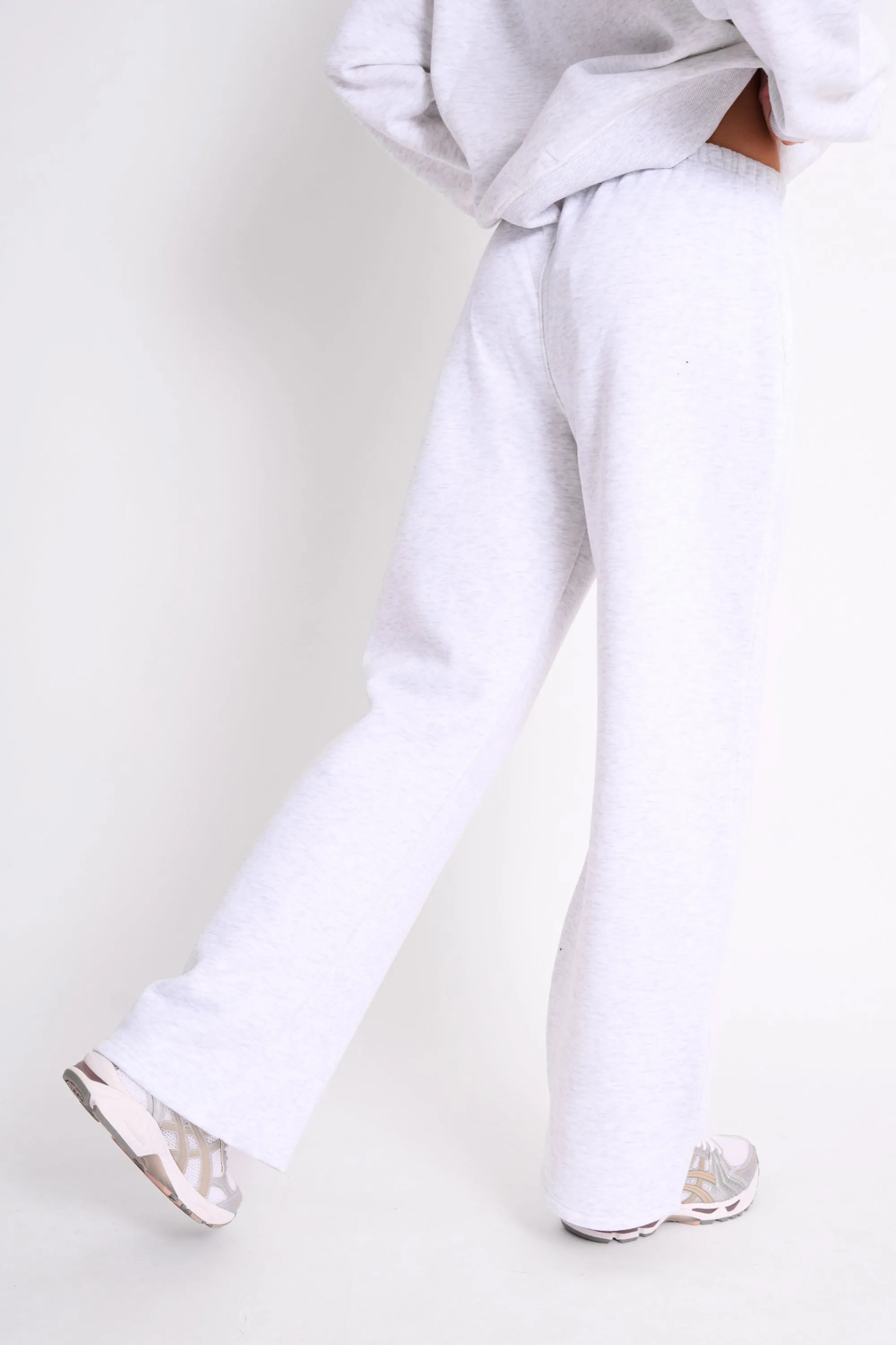 Kaiia Logo Wide Leg Joggers Light Grey Marl & Pink Contrast sold by Kaiia the label product image thumbnail 3