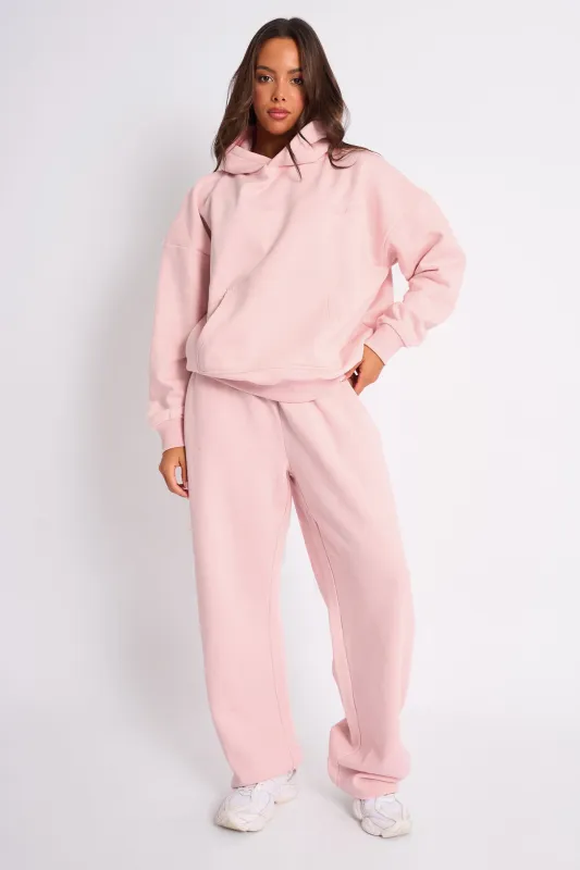 Kaiia Embossed Wide Leg Joggers Pale Pink made by Kaiia the label