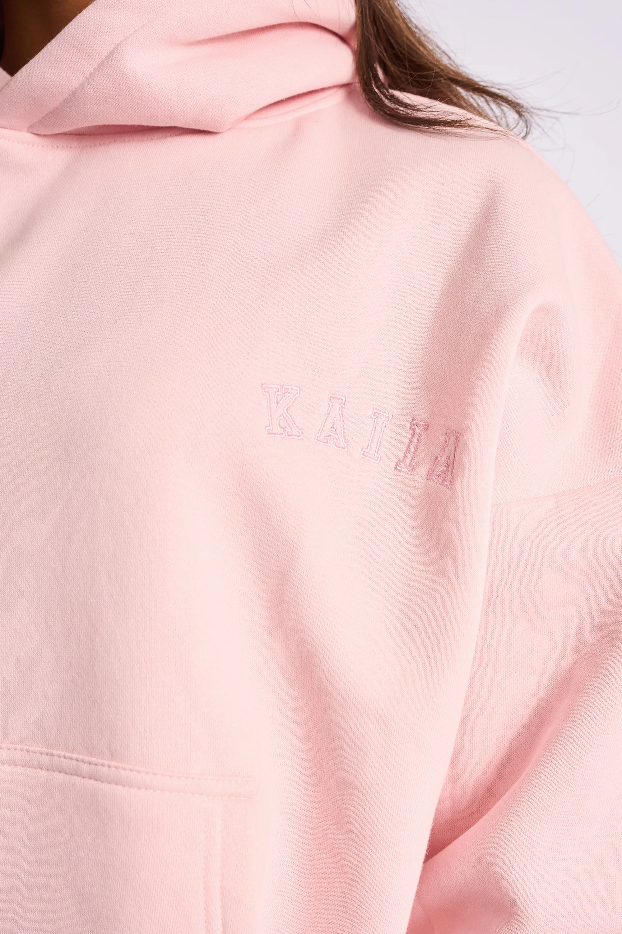 Kaiia Logo Embossed Oversized Hoodie Pale Pink sold by Kaiia the label product image thumbnail 4