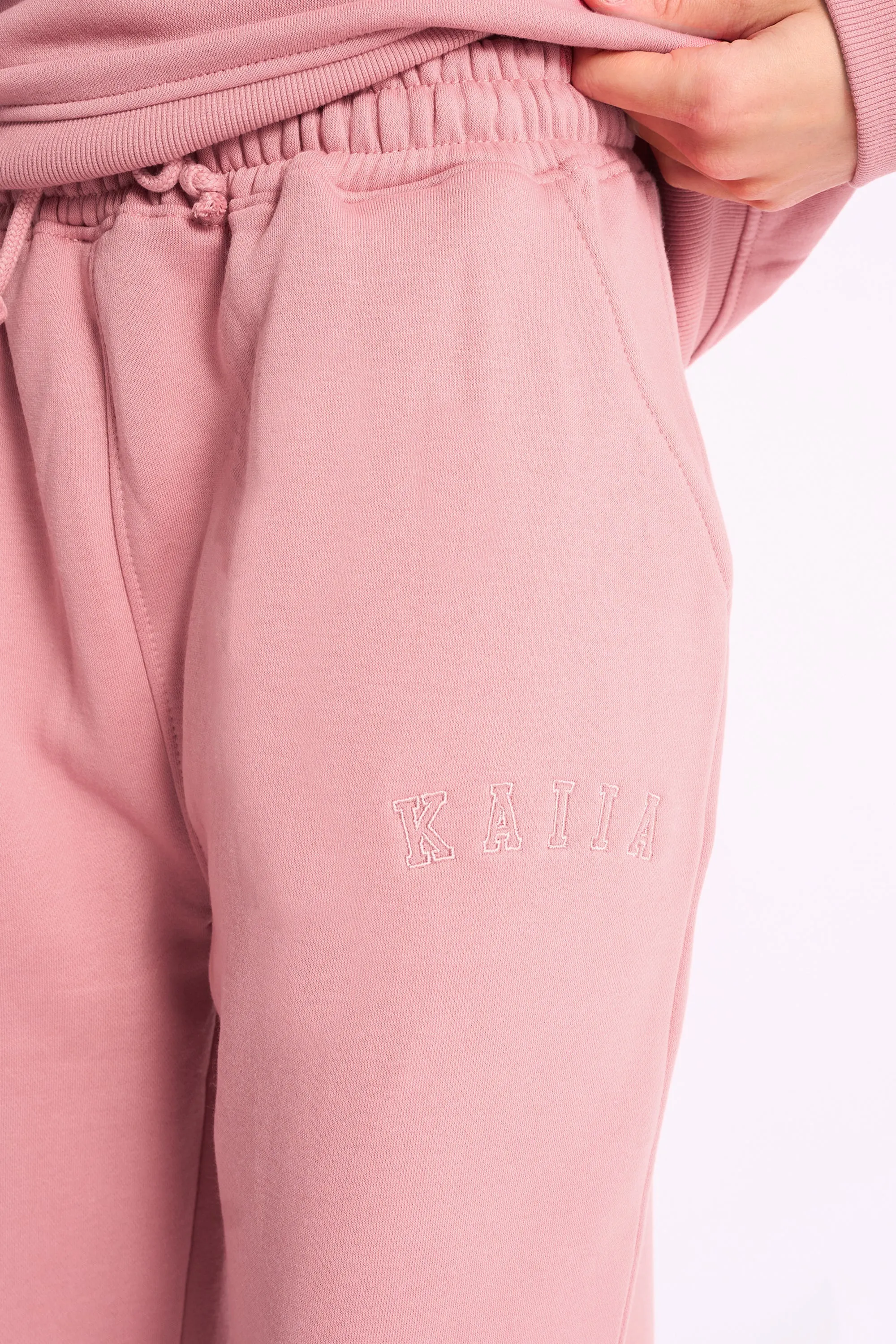 Kaiia Logo Wide Leg Jogger Blusher sold by Kaiia the label product image thumbnail 4