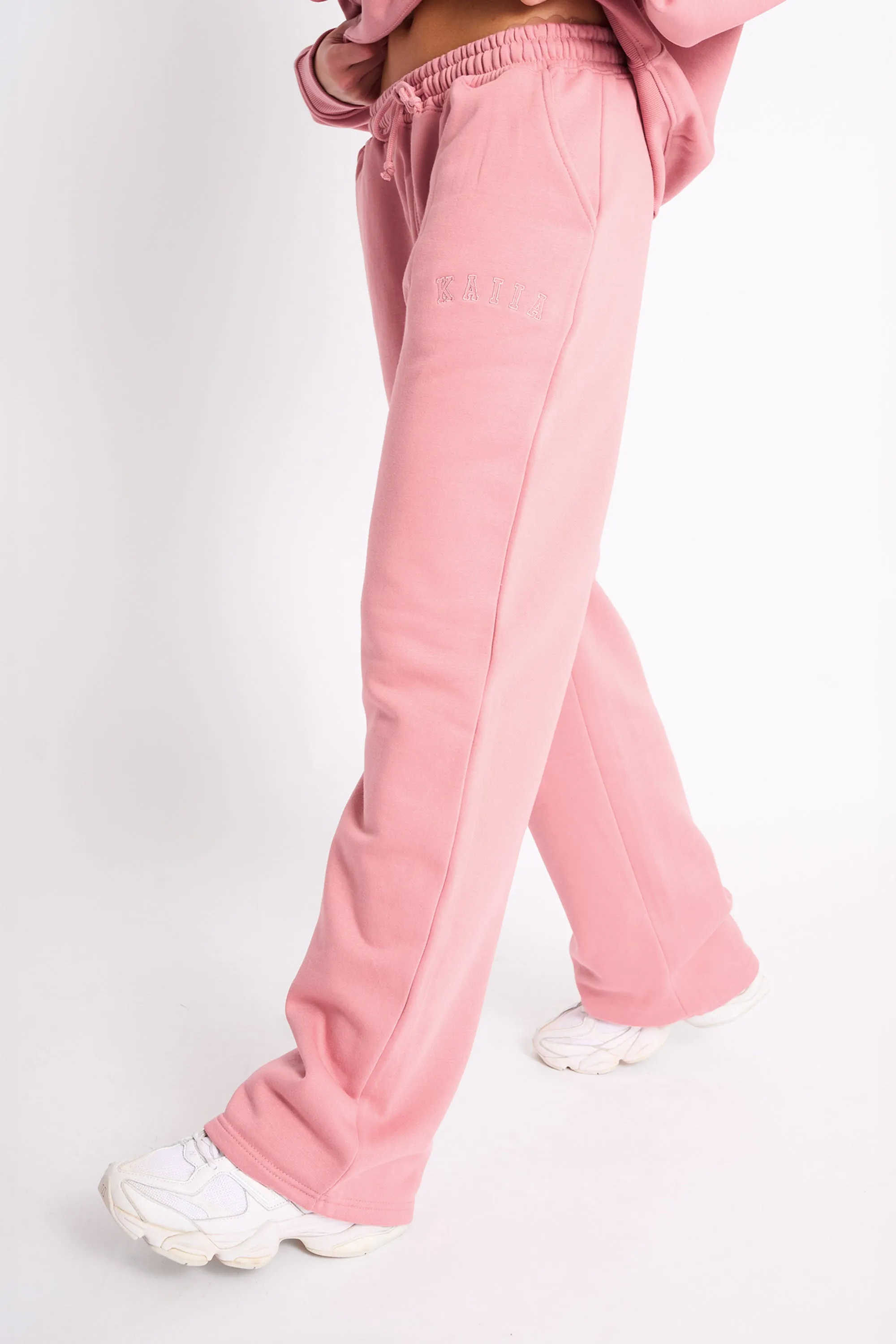 Kaiia Logo Wide Leg Jogger Blusher sold by Kaiia the label product image thumbnail 2