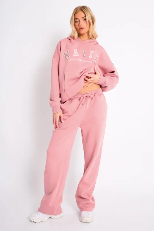 Kaiia Logo Wide Leg Jogger Blusher made by Kaiia the label
