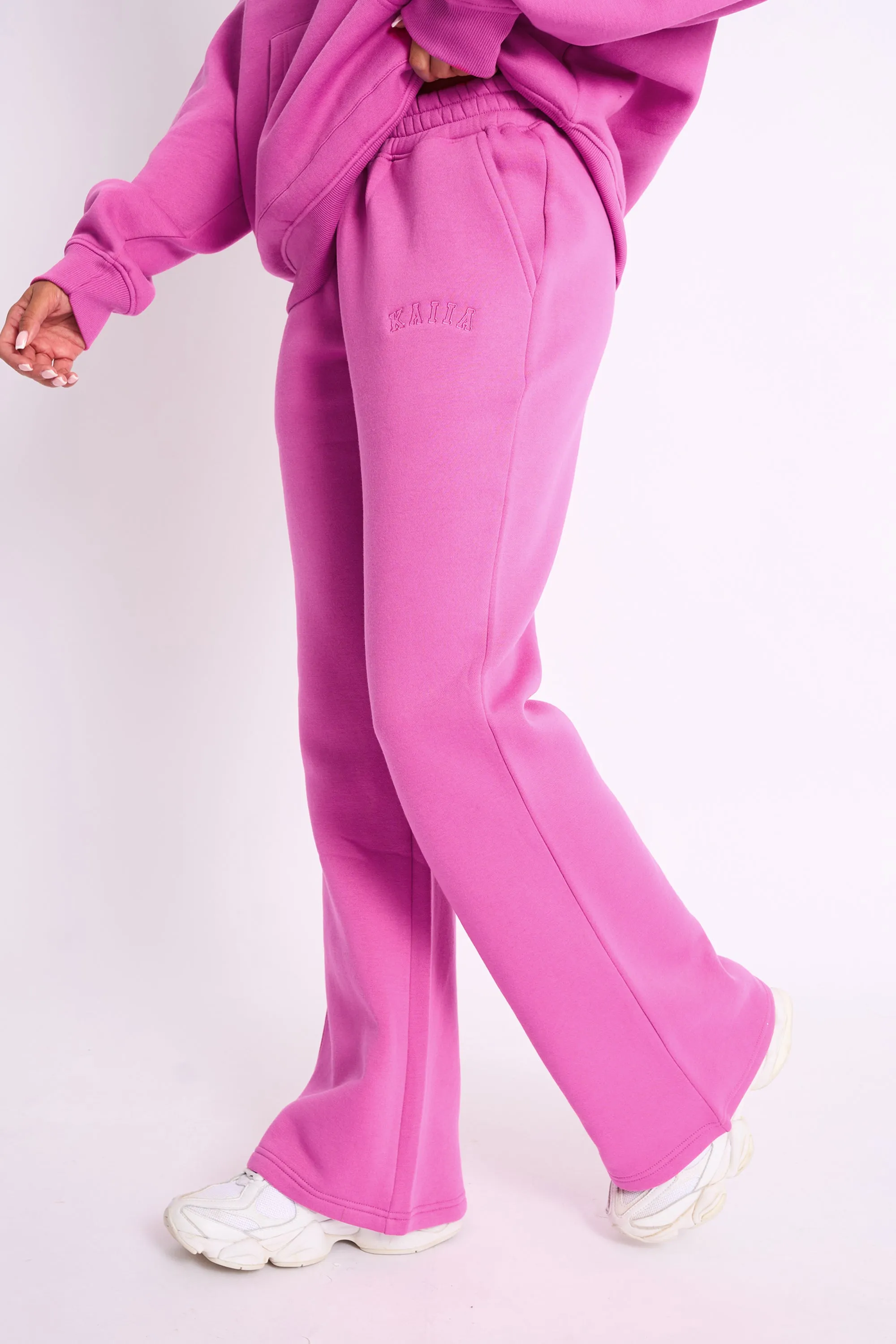 Kaiia Logo Wide Leg Joggers Bubblegum Pink sold by Kaiia the label product image thumbnail 2