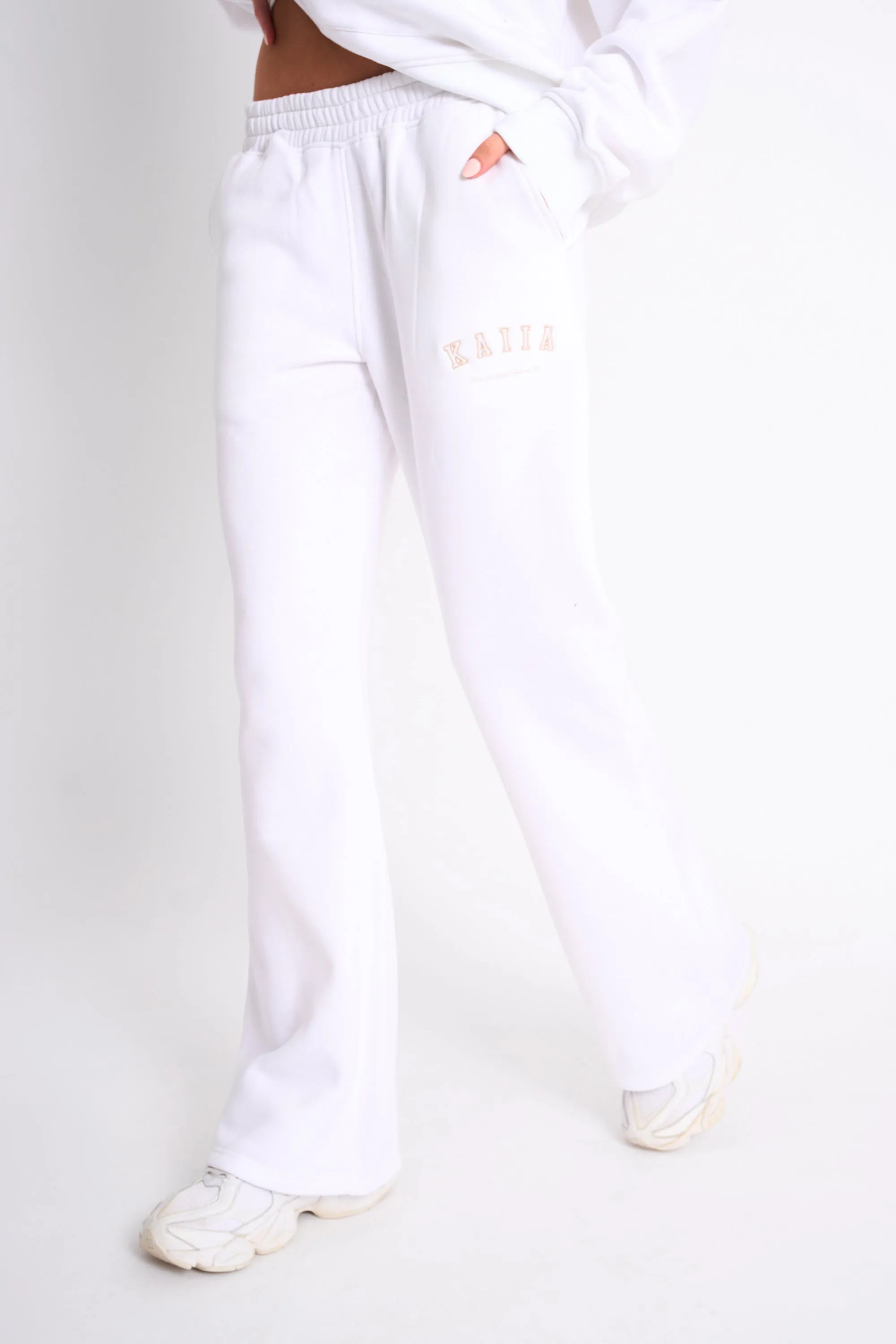 Kaiia Logo Wide Leg Joggers White & Sand sold by Kaiia the label product image thumbnail 2