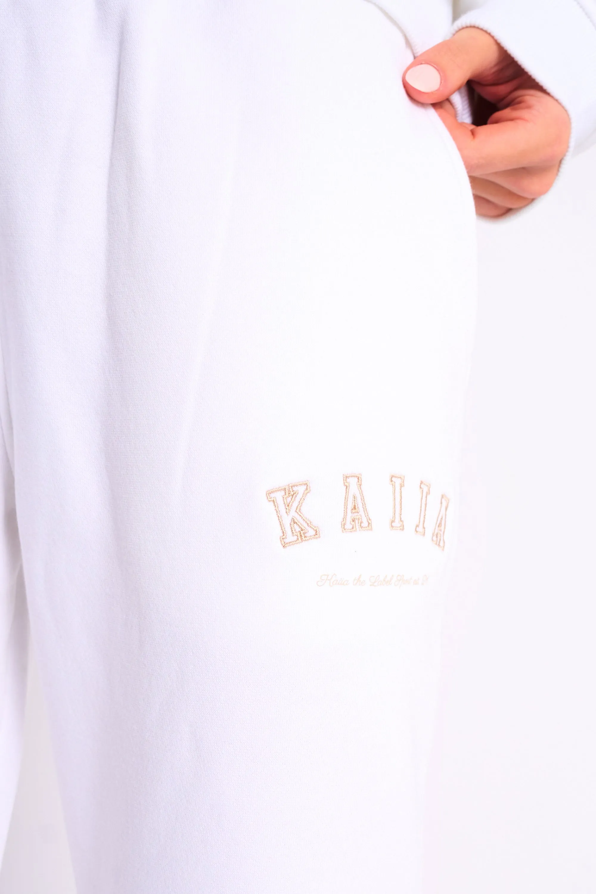 Kaiia Logo Wide Leg Joggers White & Sand sold by Kaiia the label product image thumbnail 4