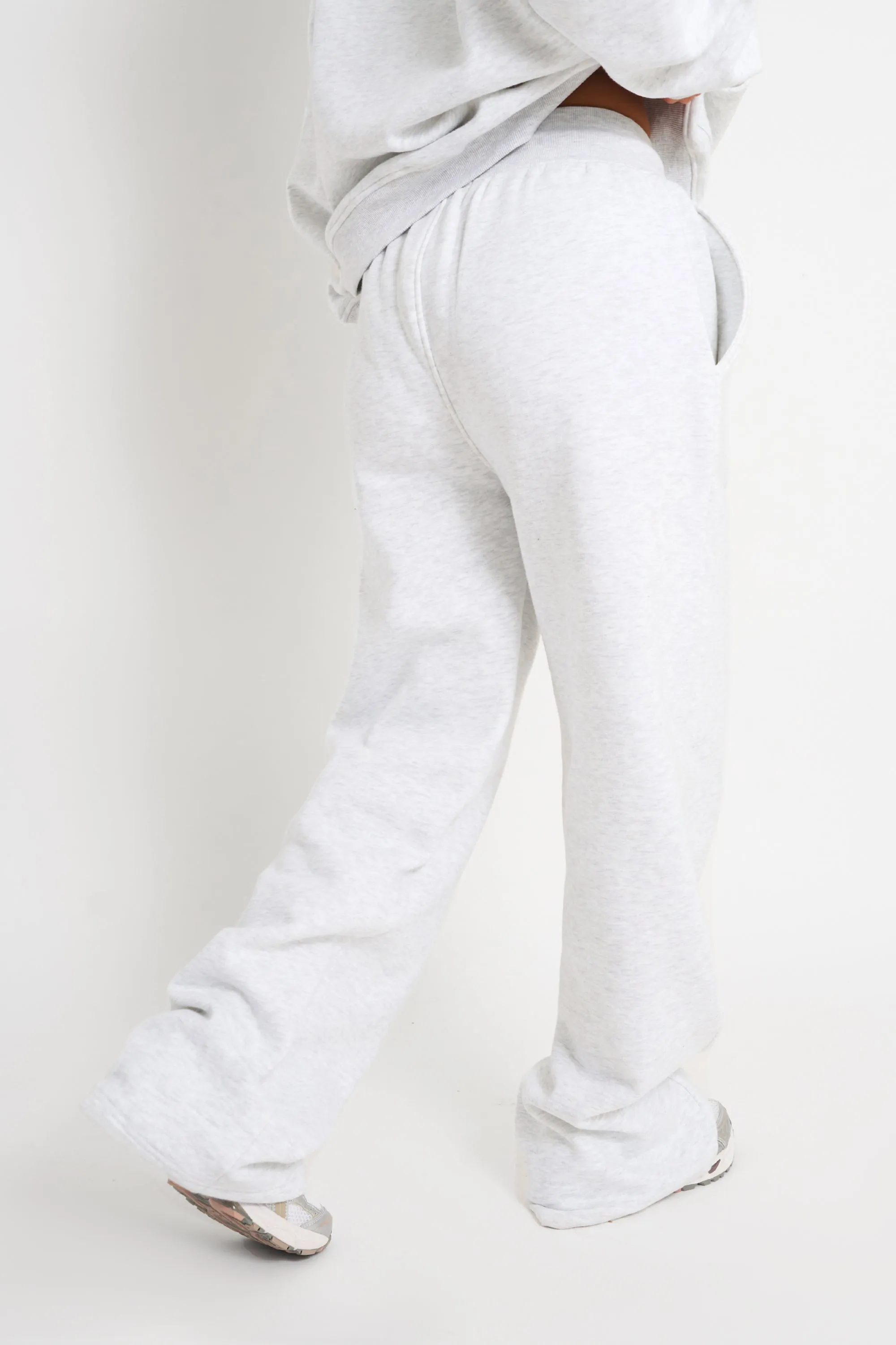 Kaiia Ribbed Waistband Wide Leg Joggers Light Grey Marl & Forest Green sold by Kaiia the label product image thumbnail 3