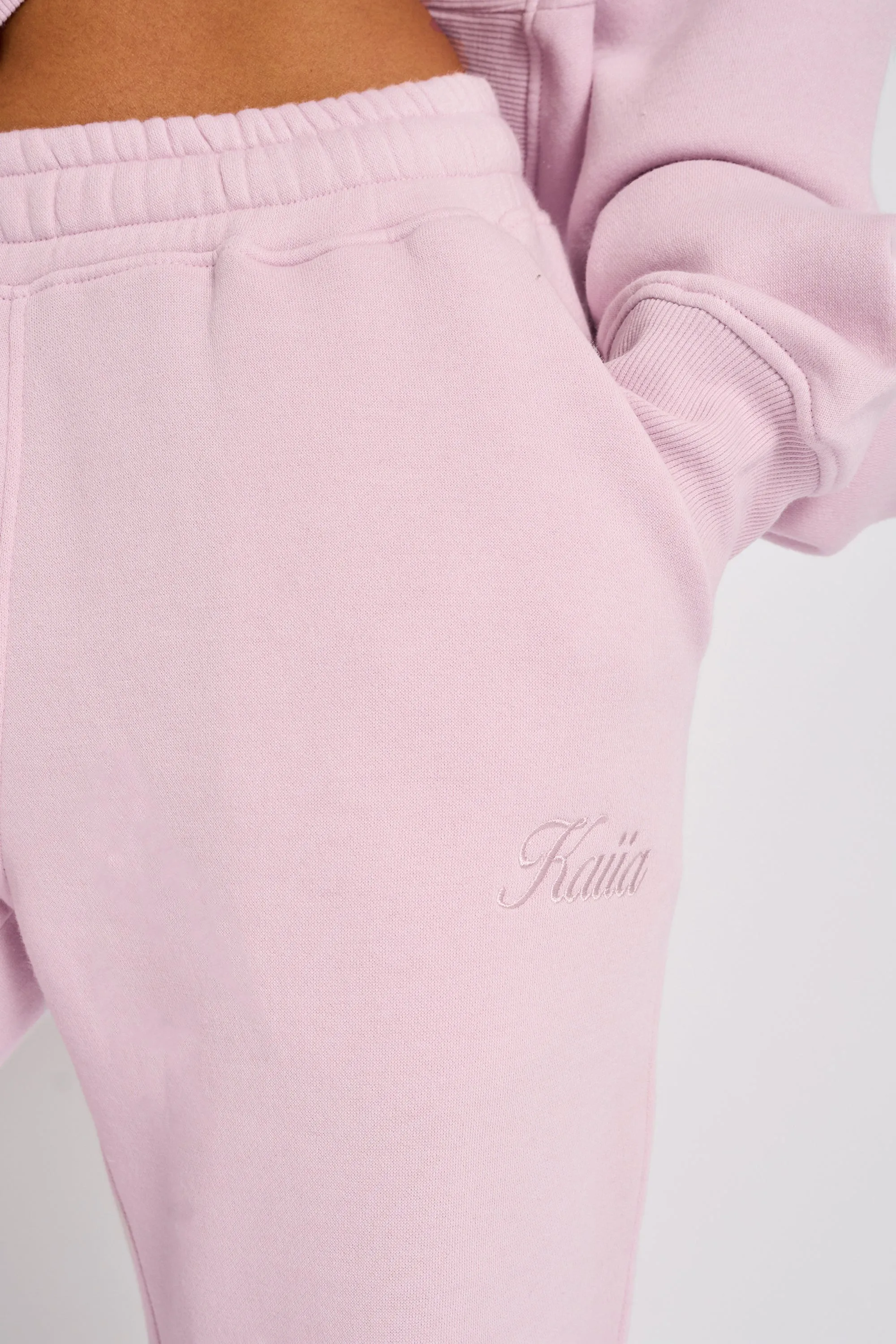 Kaiia Studio Script Logo Wide Leg Joggers Pink Chai sold by Kaiia the label product image thumbnail 4