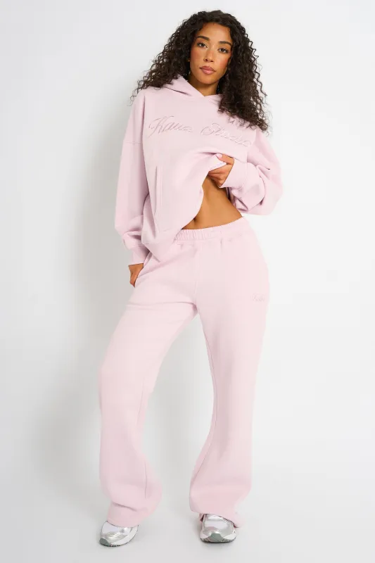 Kaiia Studio Script Logo Wide Leg Joggers Pink Chai made by Kaiia the label
